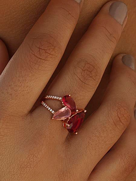 Anillos con piedras en tonos rosados y rojizos-LINEARGENT