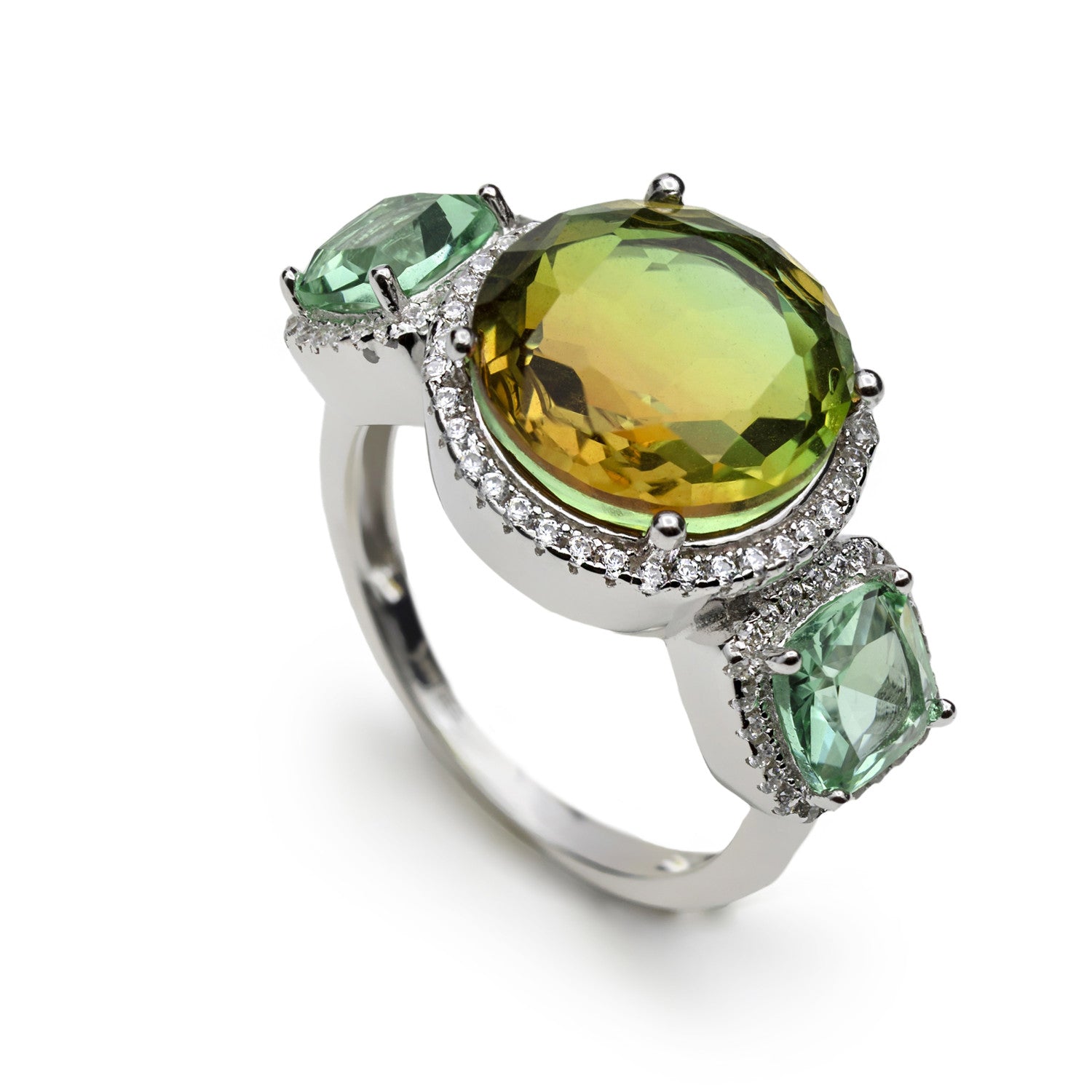 Anillos con piedras en tonos verde y naranja-LINEARGENT