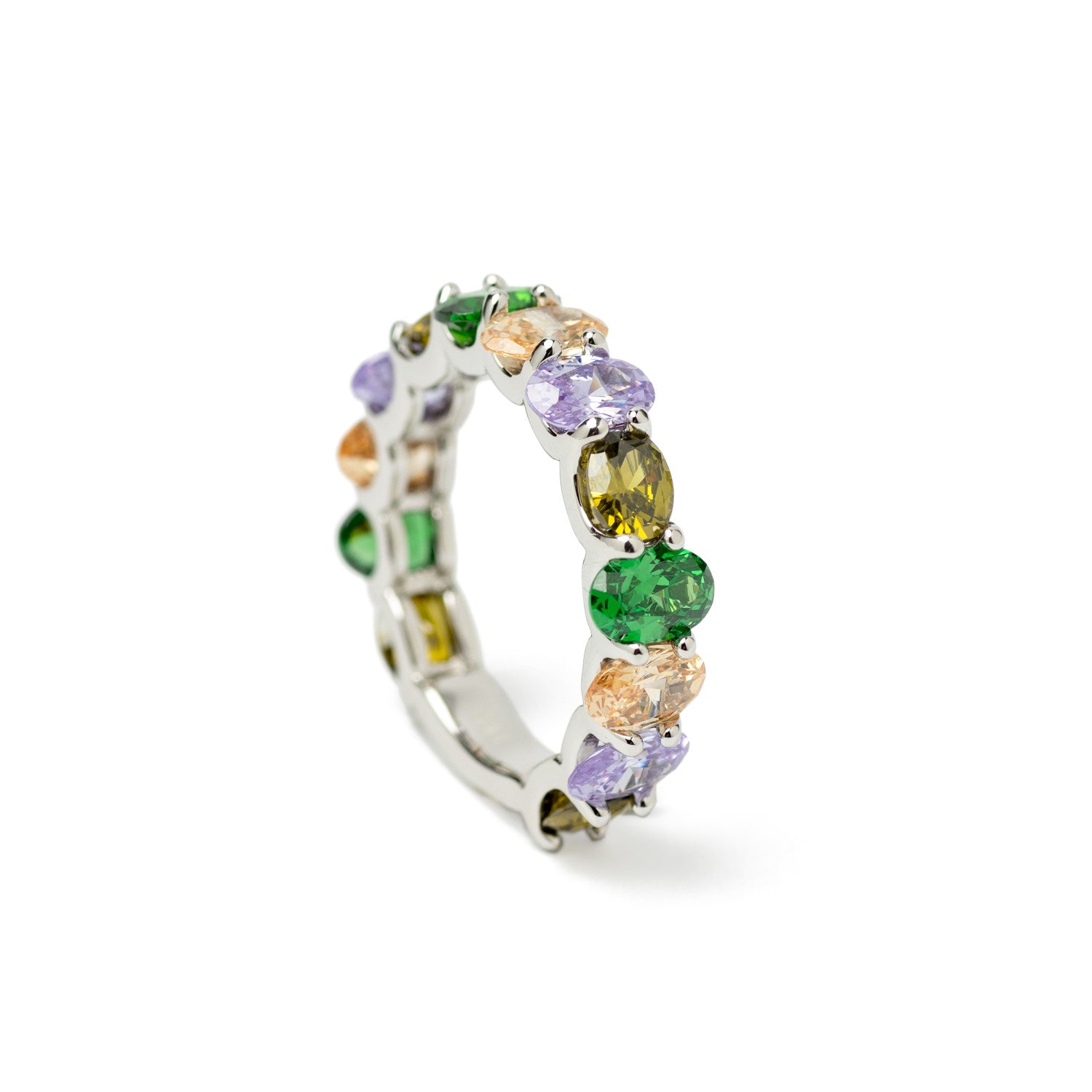 Anillos con piedras multicolor diseño vibrante-LINEARGENT