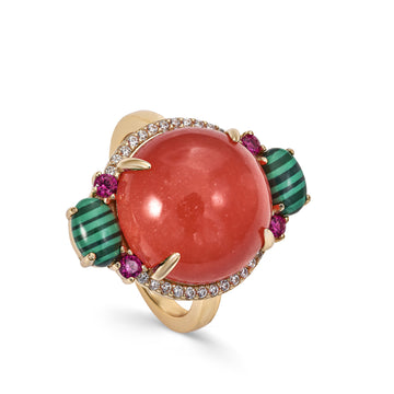 Anillos con piedras naturales diseño circular tono naranja