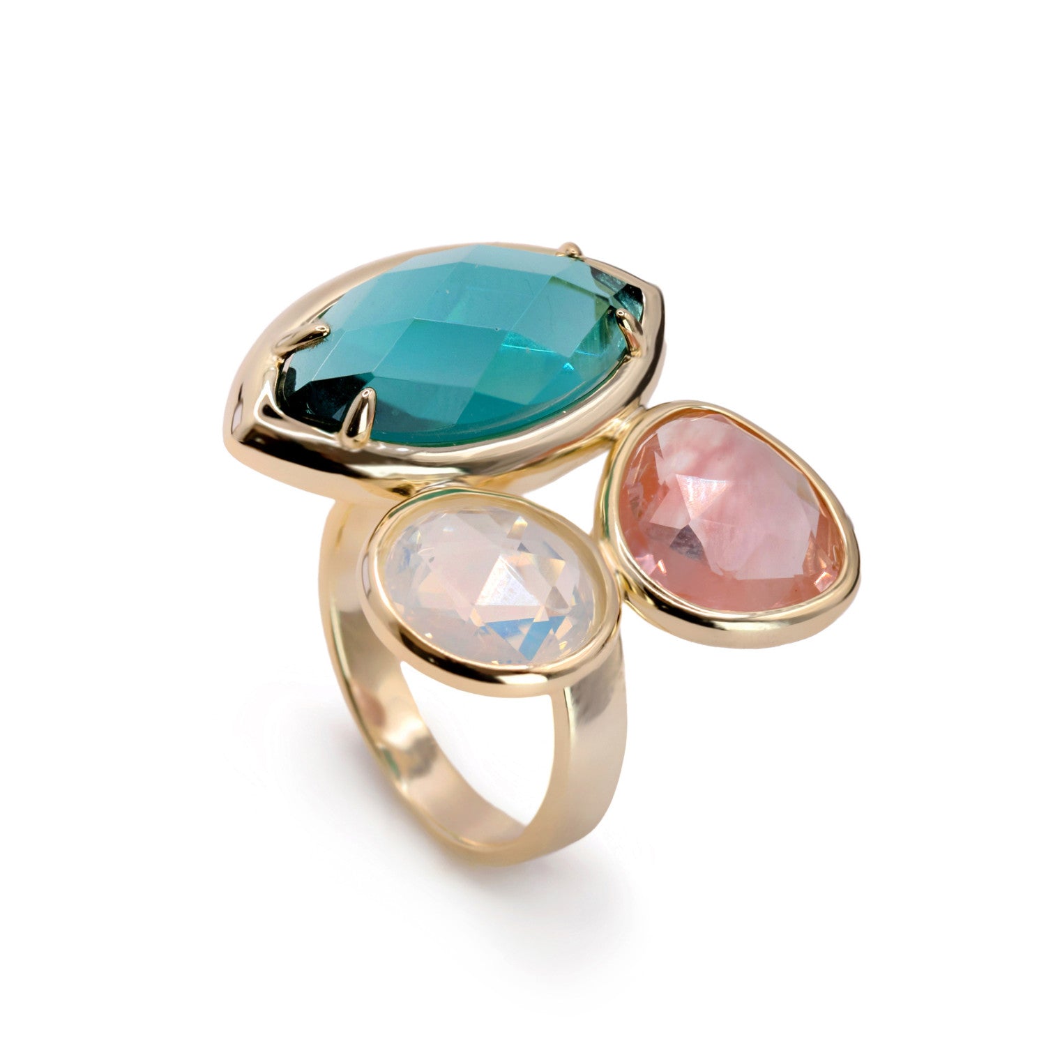 Anillos con piedras talla marquesa tono turquesa-LINEARGENT