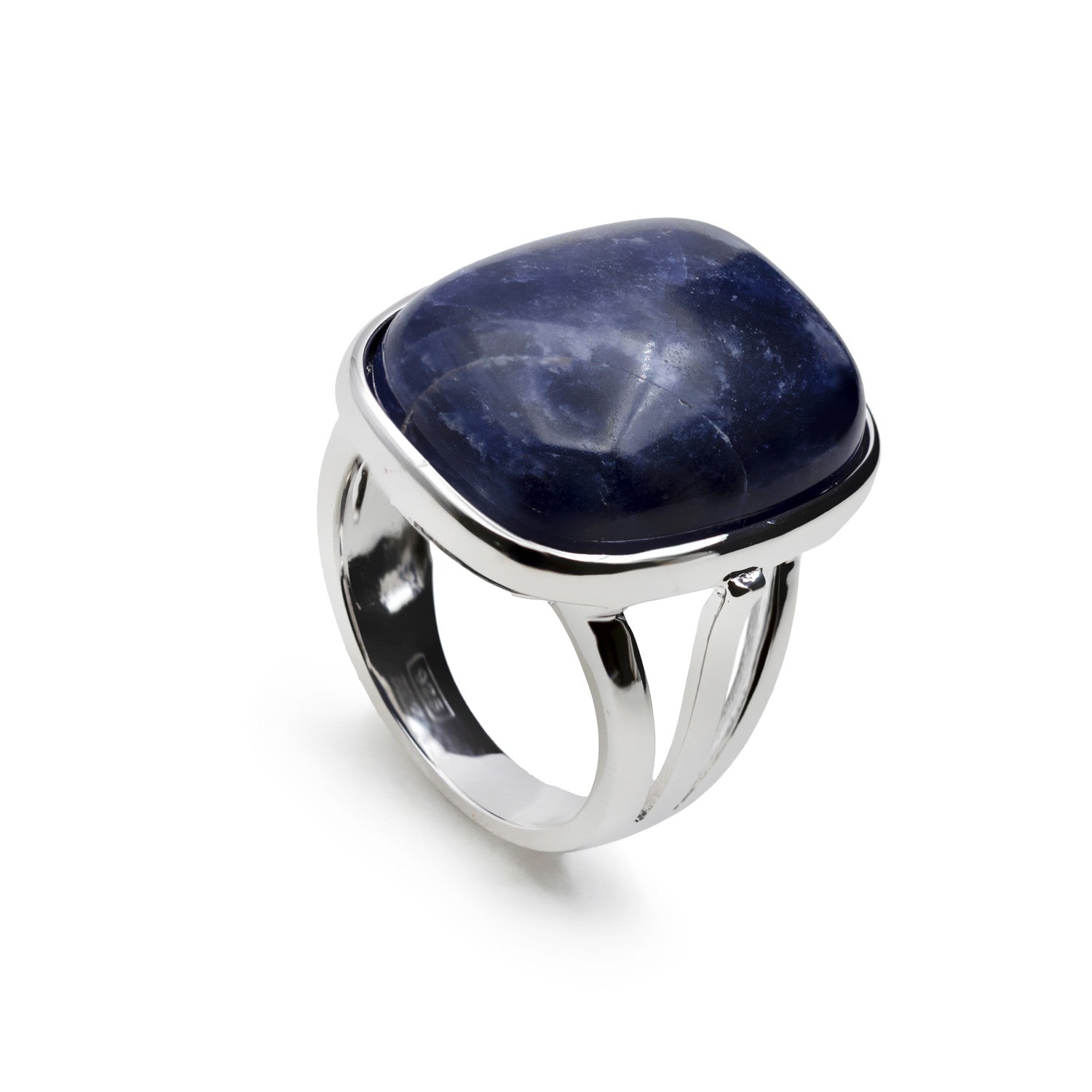 Anillos con piedras tono azul de forma cuadrada-LINEARGENT