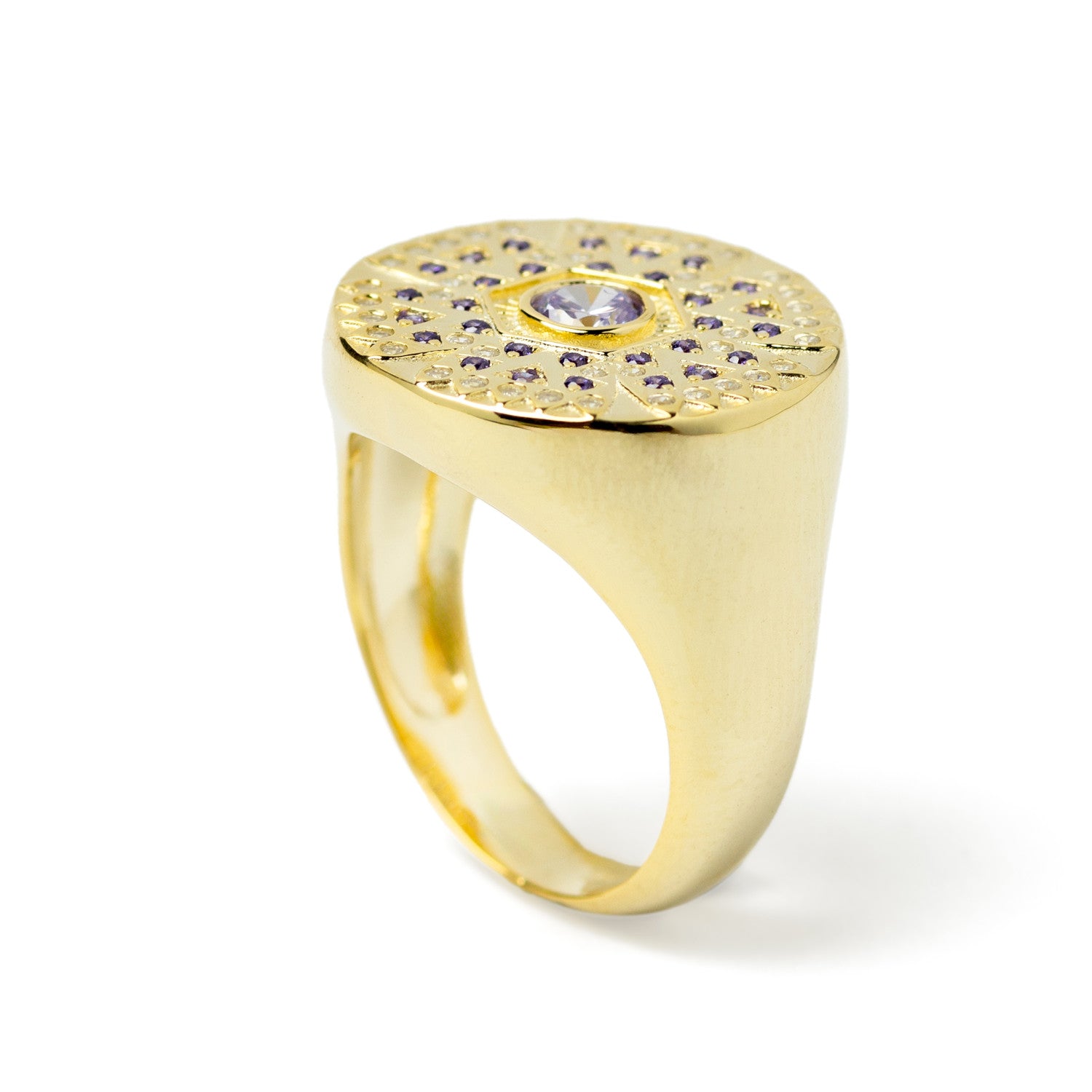 Anillos con piedras tono púrpura diseño redondo-LINEARGENT