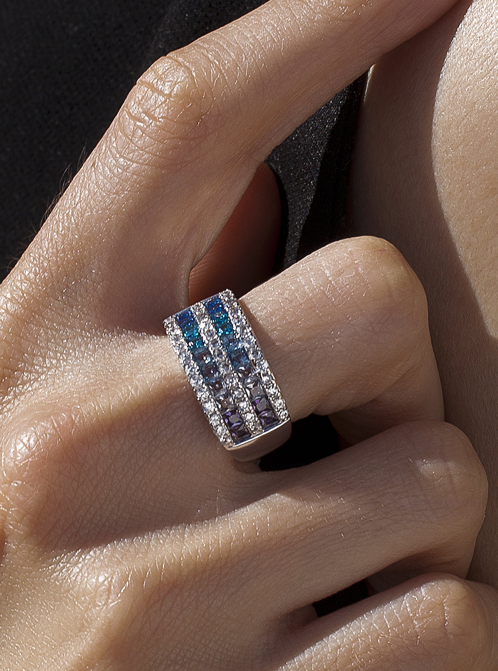 Anillos con piedras tonos azules y circonitas-LINEARGENT