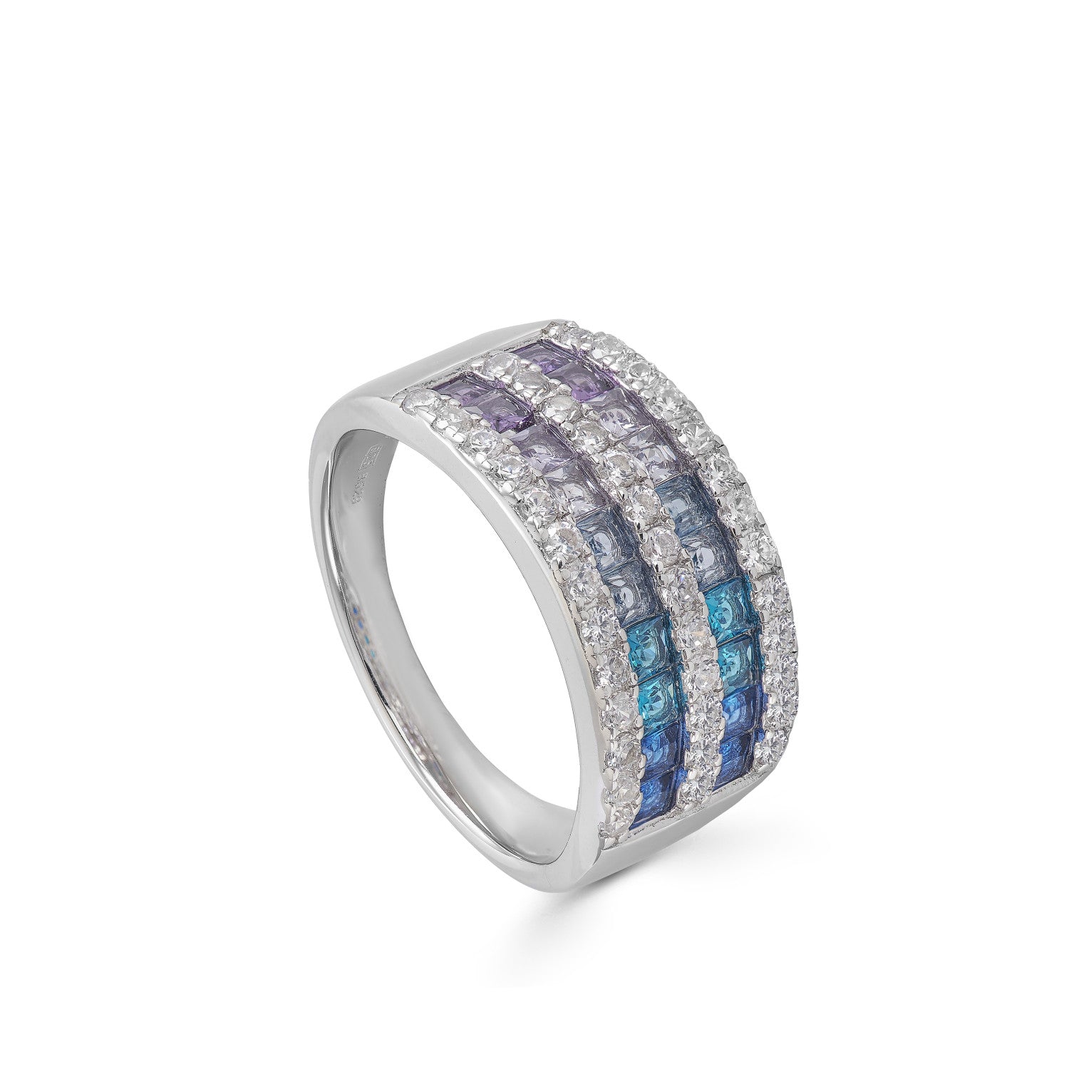 Anillos con piedras tonos azules y circonitas-LINEARGENT