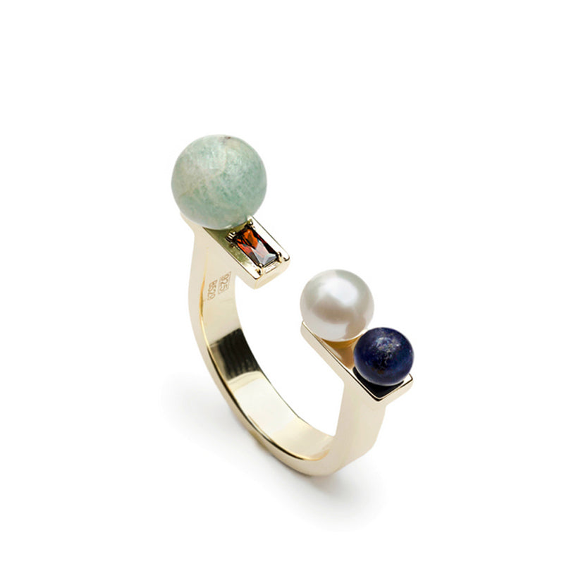 Anillos de diseño con estructura abierta y piedras-LINEARGENT