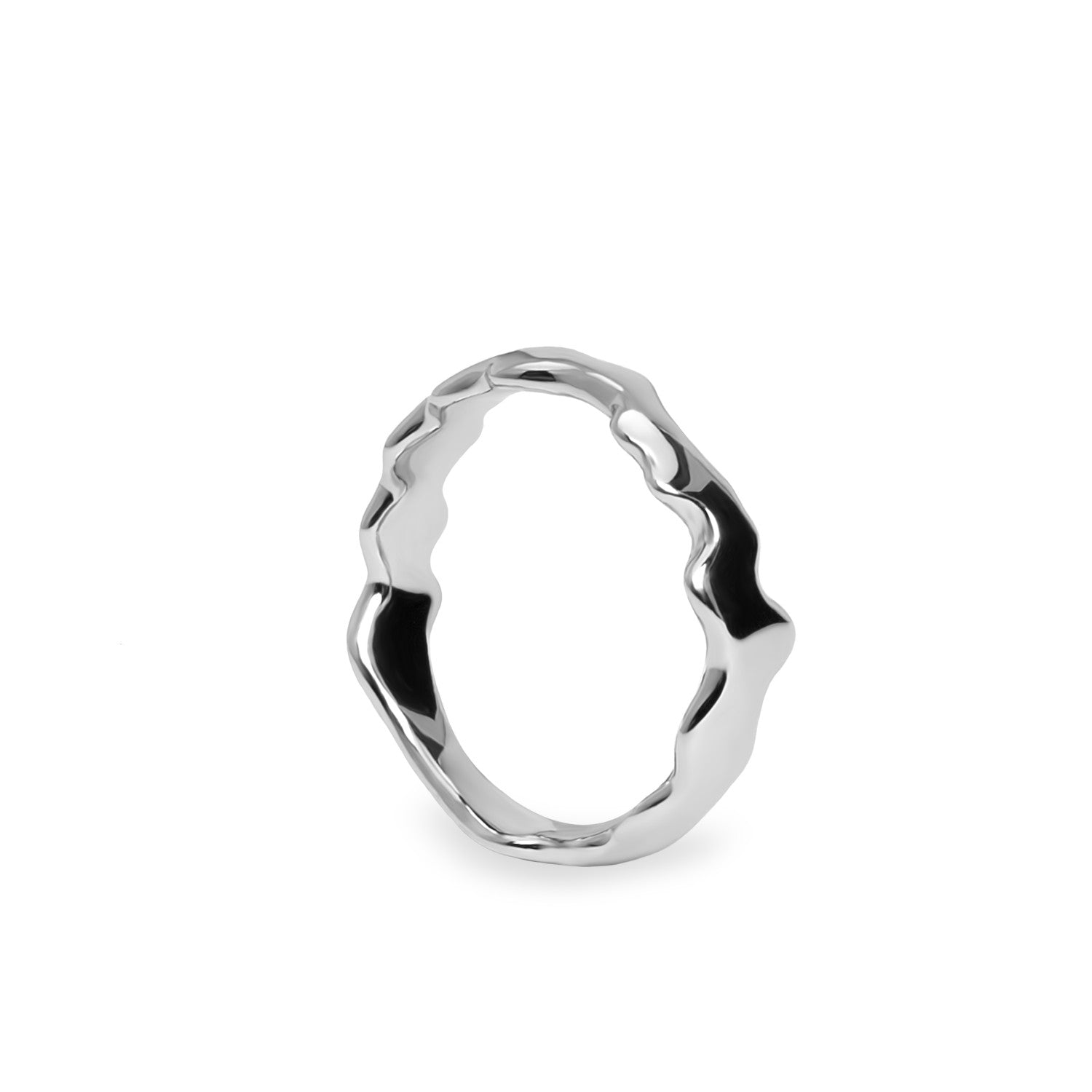 Anillos de diseño de plata lisa diseño ondas-LINEARGENT
