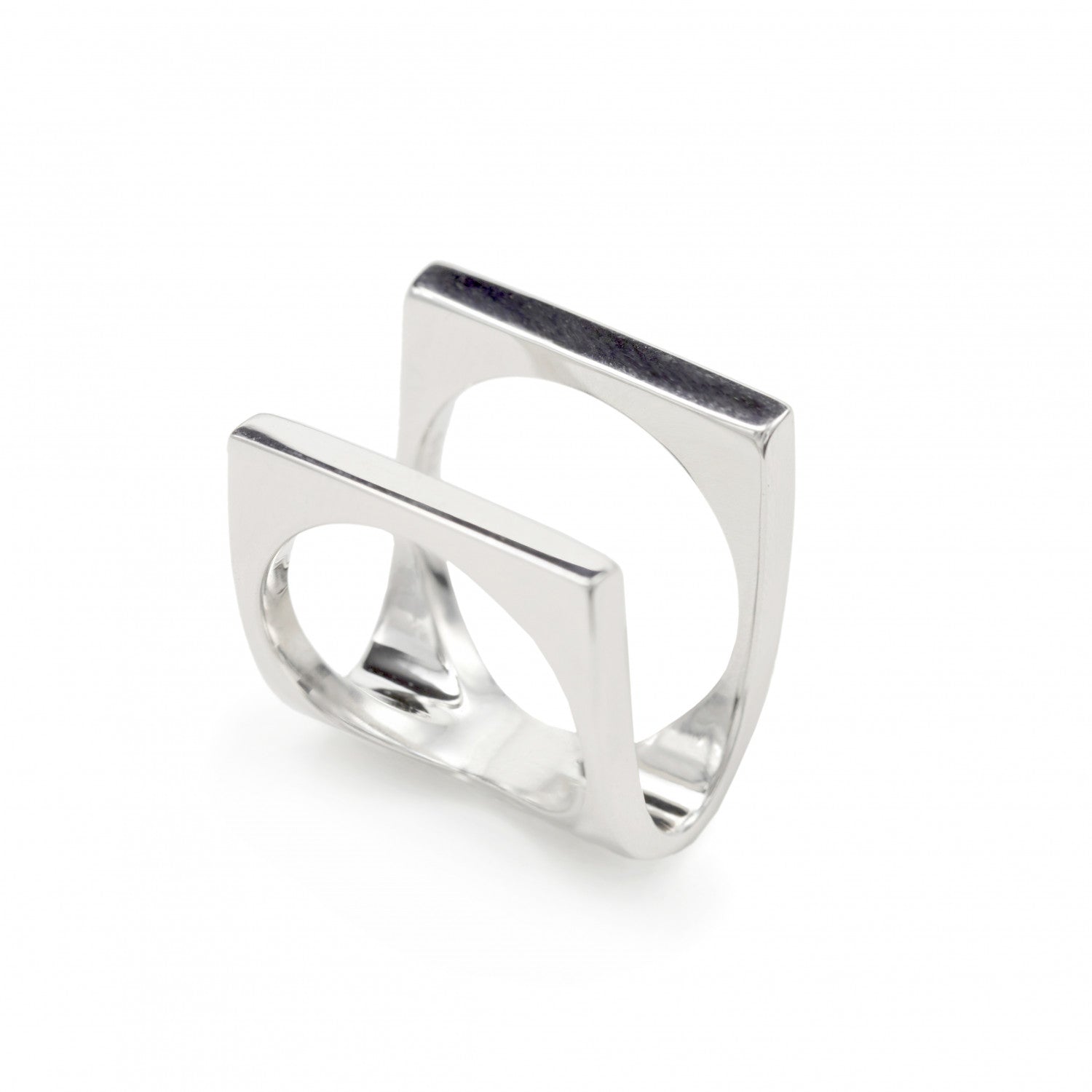 Anillos de diseño doble cuadrado y liso-LINEARGENT