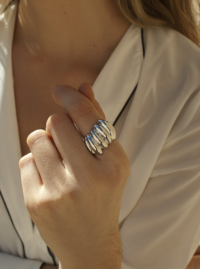 Anillos de diseño en forma de espiral voluminoso-LINEARGENT