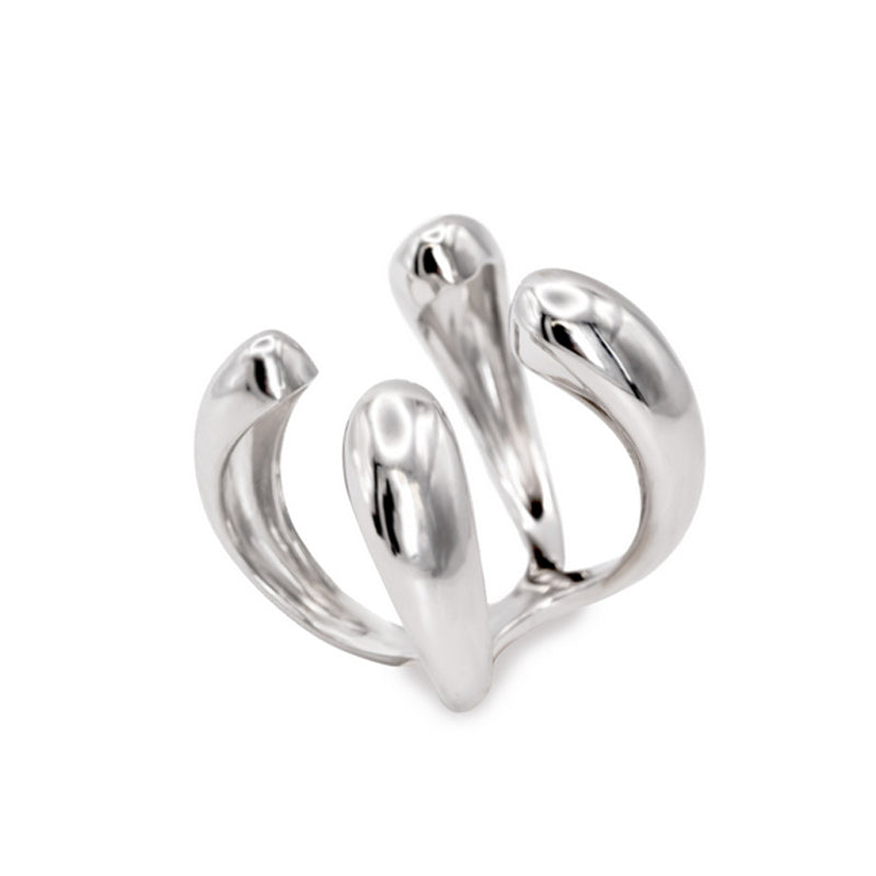Anillos de diseño estilo líquido con cuatro garras-LINEARGENT