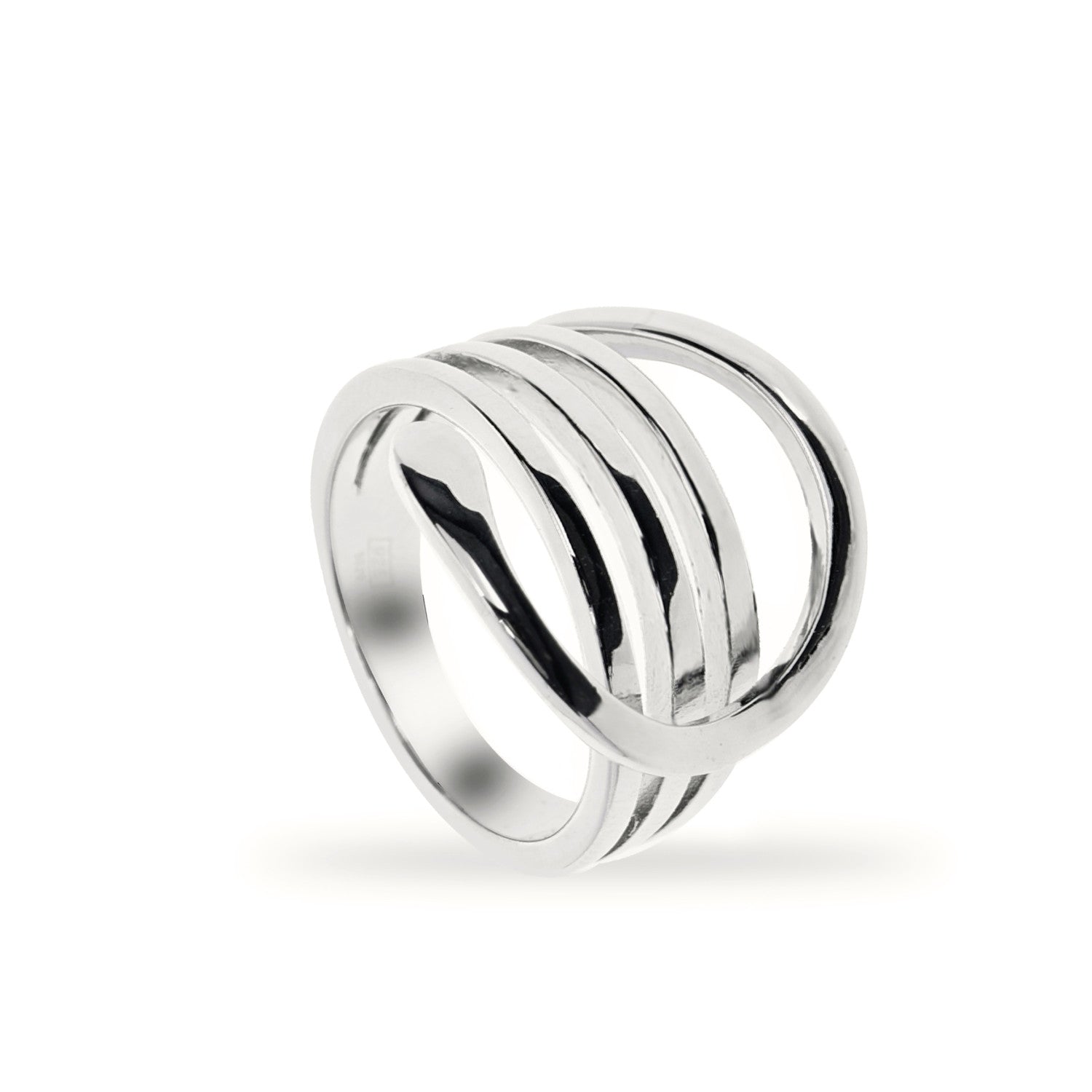 Anillos de diseño motivo plano circular con carriles-LINEARGENT