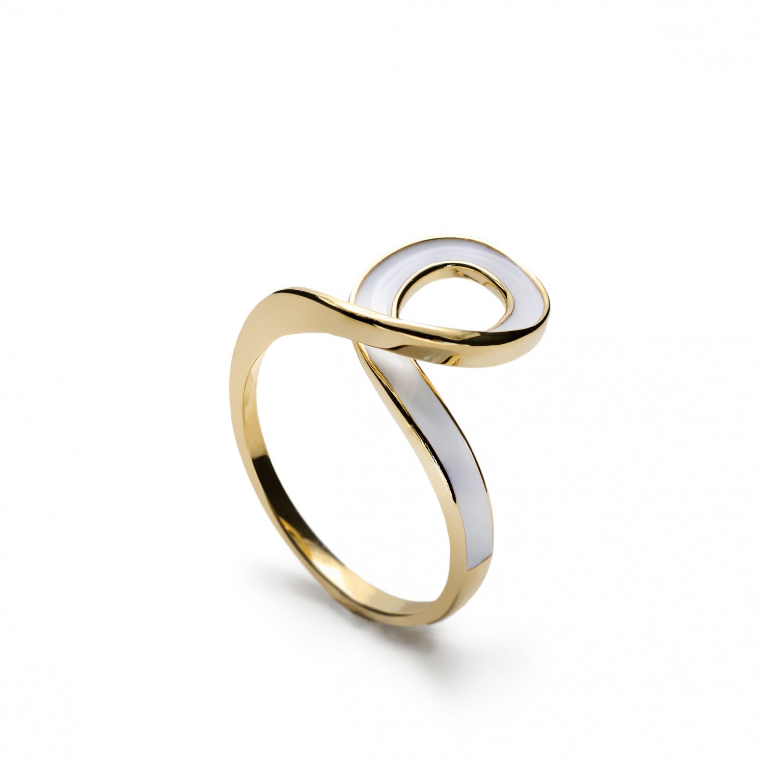 Anillos de diseño tirabuzón esmalte y baño de oro-LINEARGENT