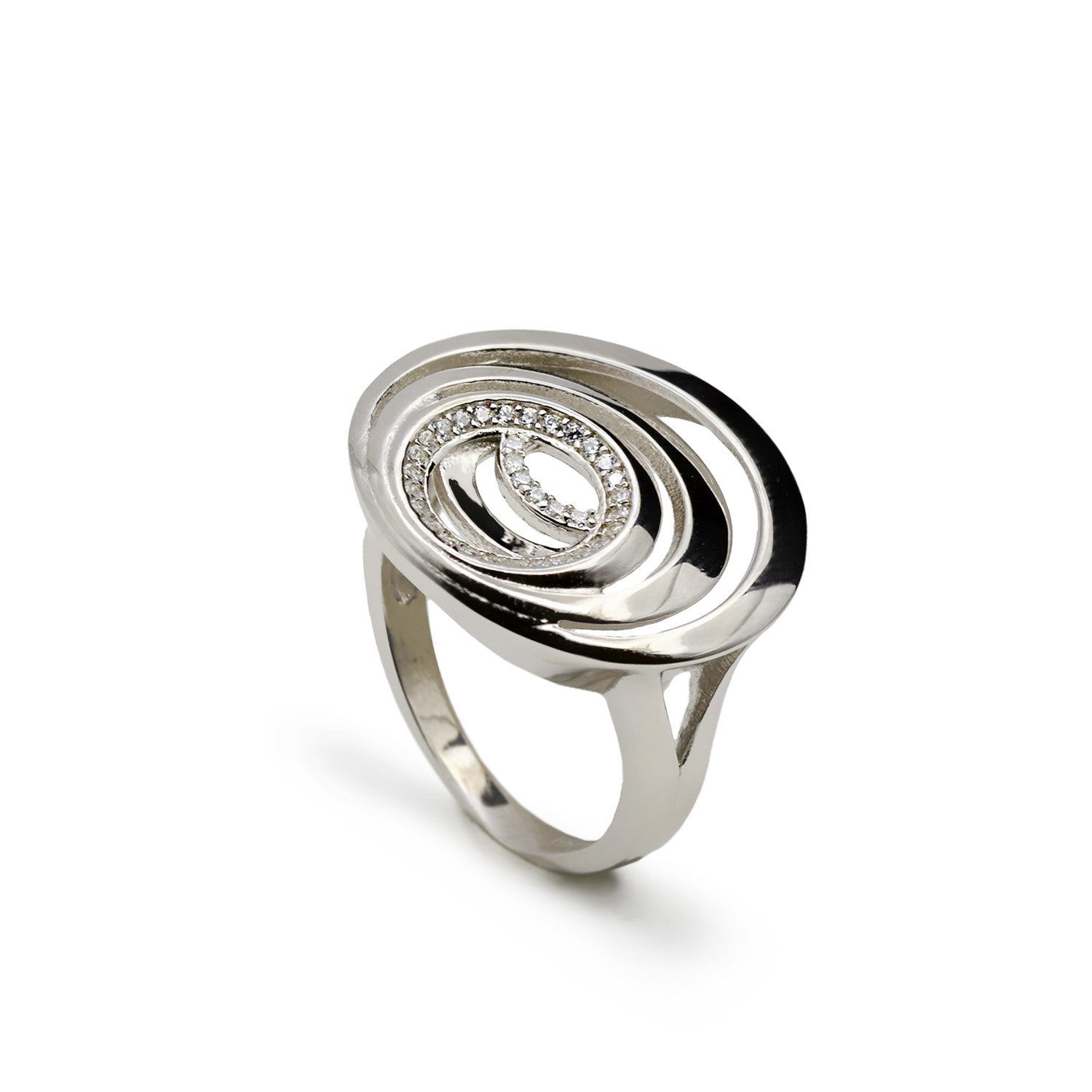 Anillos de plata con circonitas estilo caracola-LINEARGENT