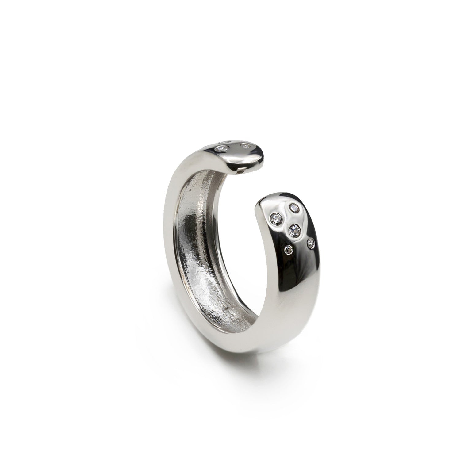 Anillos de plata diseño abierto con detalle circonitas-LINEARGENT