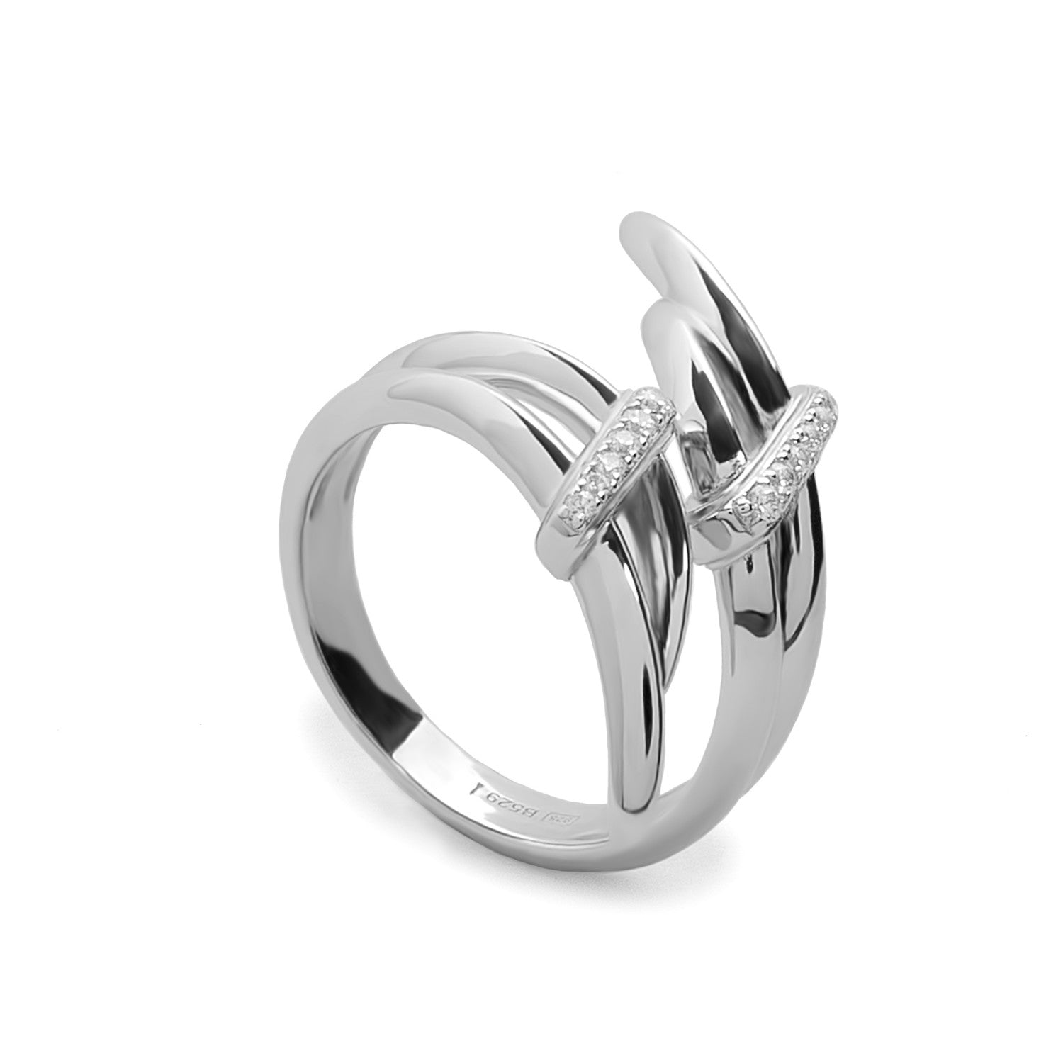 Anillos de plata original diseño enredado con circonitas-LINEARGENT