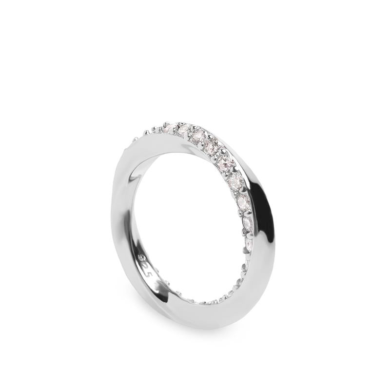 Anillos finos de diseño envolvente con circonitas-LINEARGENT