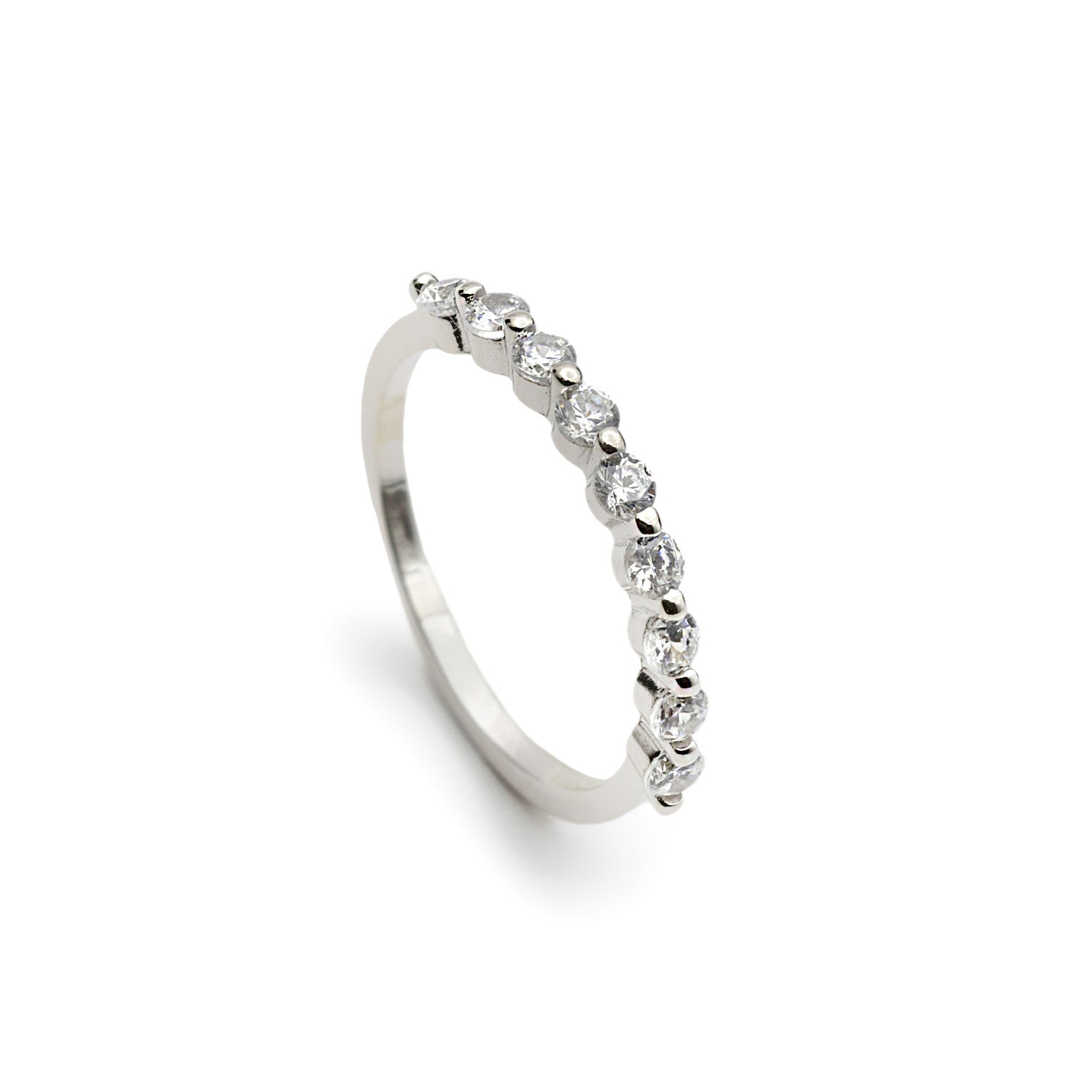 Anillos finos de plata con circonitas engastadas-LINEARGENT