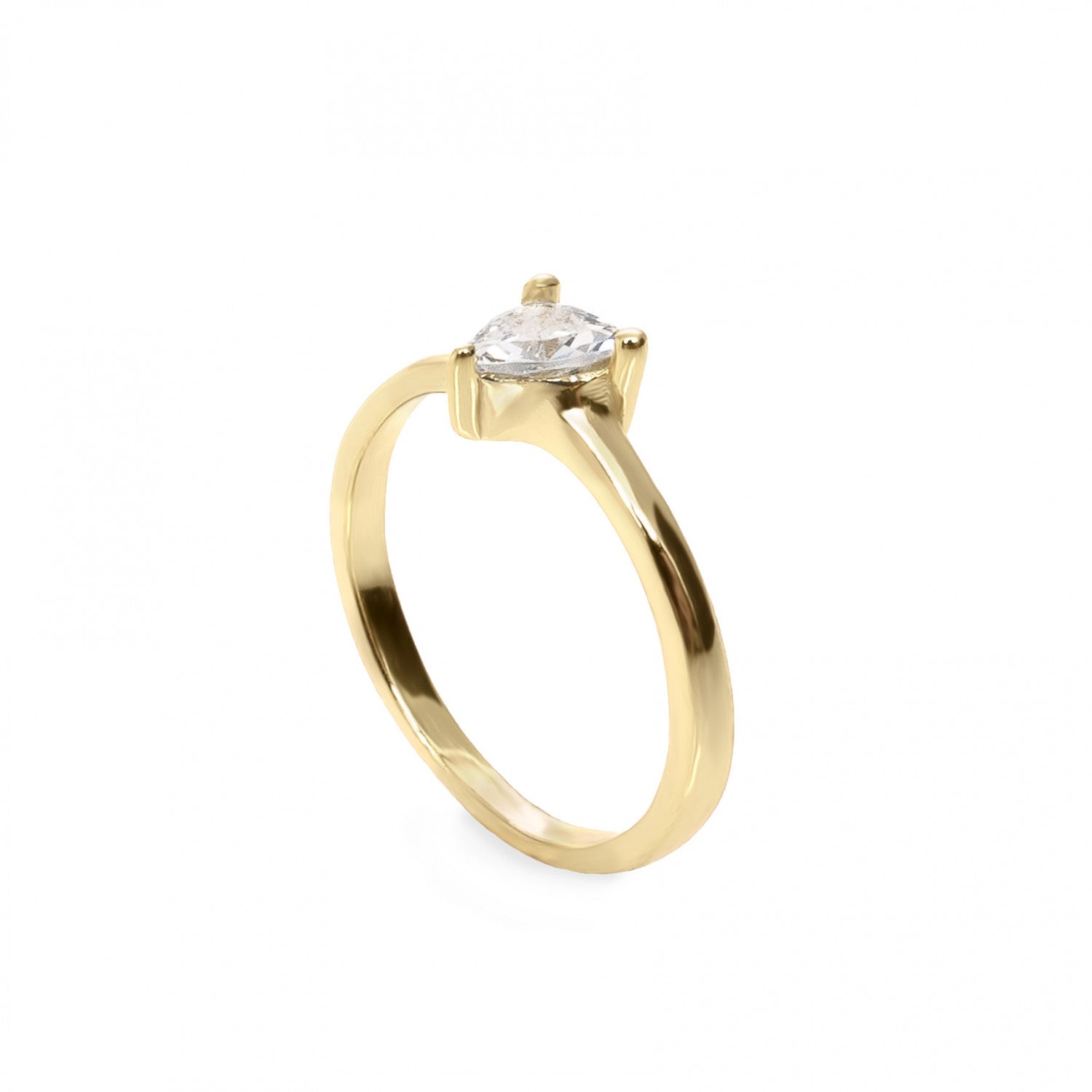 Anillos finos de plata con cuarzo adamantino talla pera-LINEARGENT