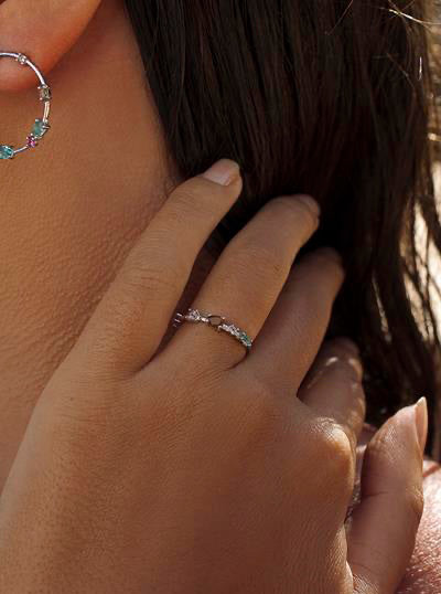 Anillos finos diseño de cuarzos adamantinos multi color-LINEARGENT