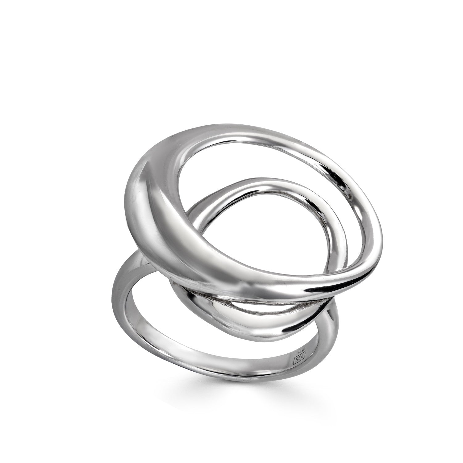 Anillos grandes diseño espiral en plata lisa-LINEARGENT