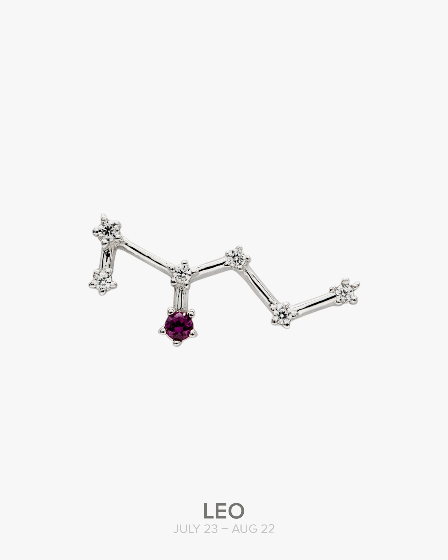 LEO Constellation pendant in silver with natural ruby