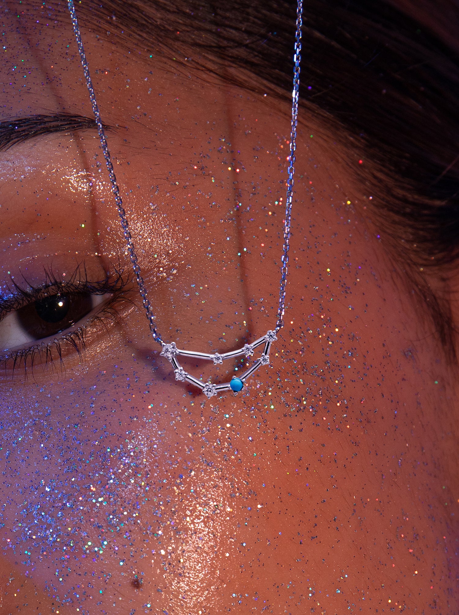 Colgante Constelación CAPRICORNIO de plata con Turquesa natural-LINEARGENT