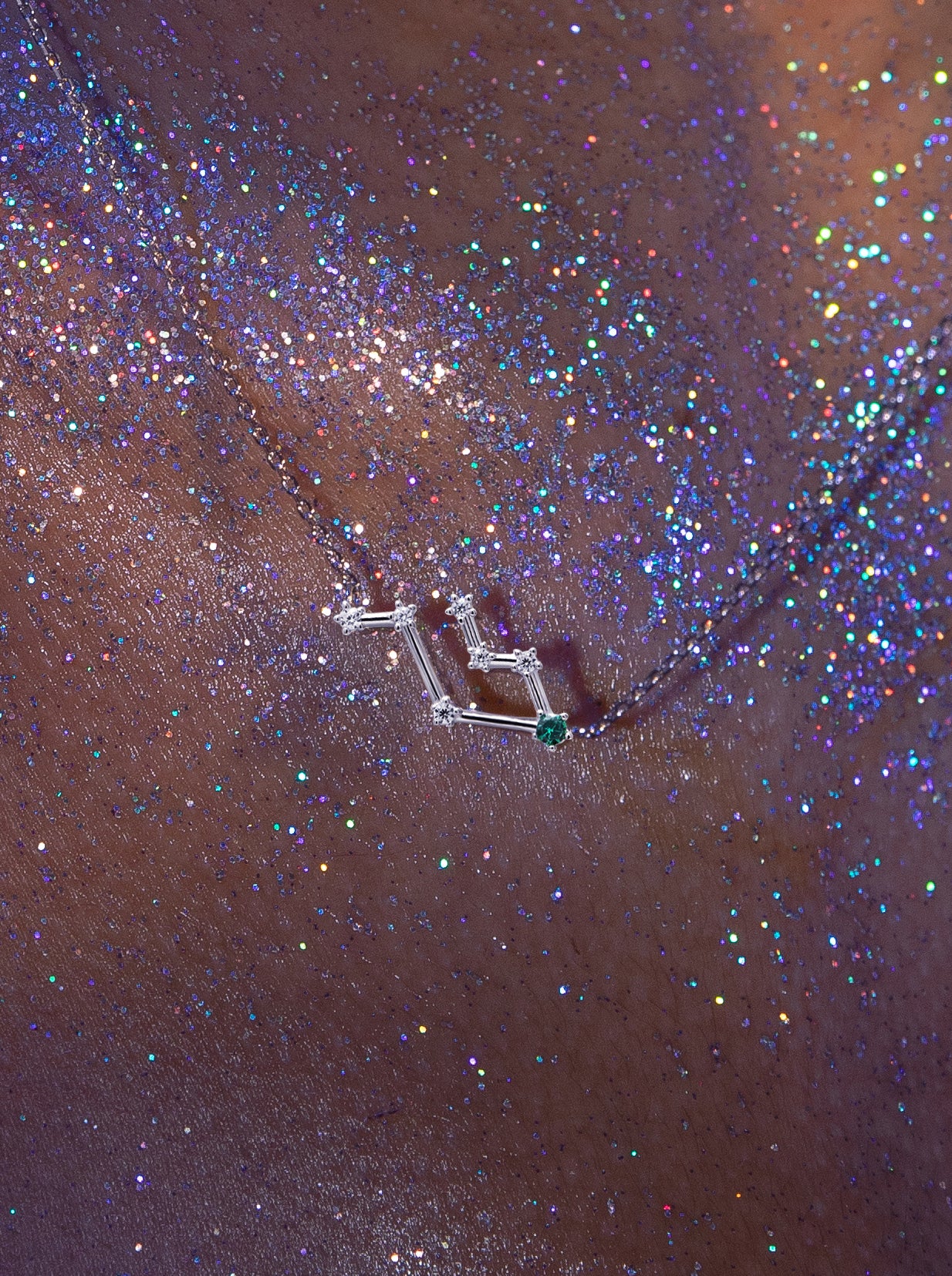 Colgante Constelación GEMINIS de plata con Cromodiópsido natural-LINEARGENT