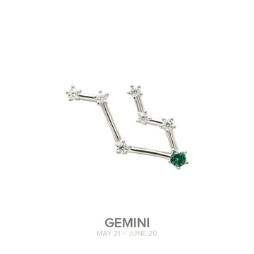 Colgante Constelación GEMINIS de plata con Cromodiópsido natural
