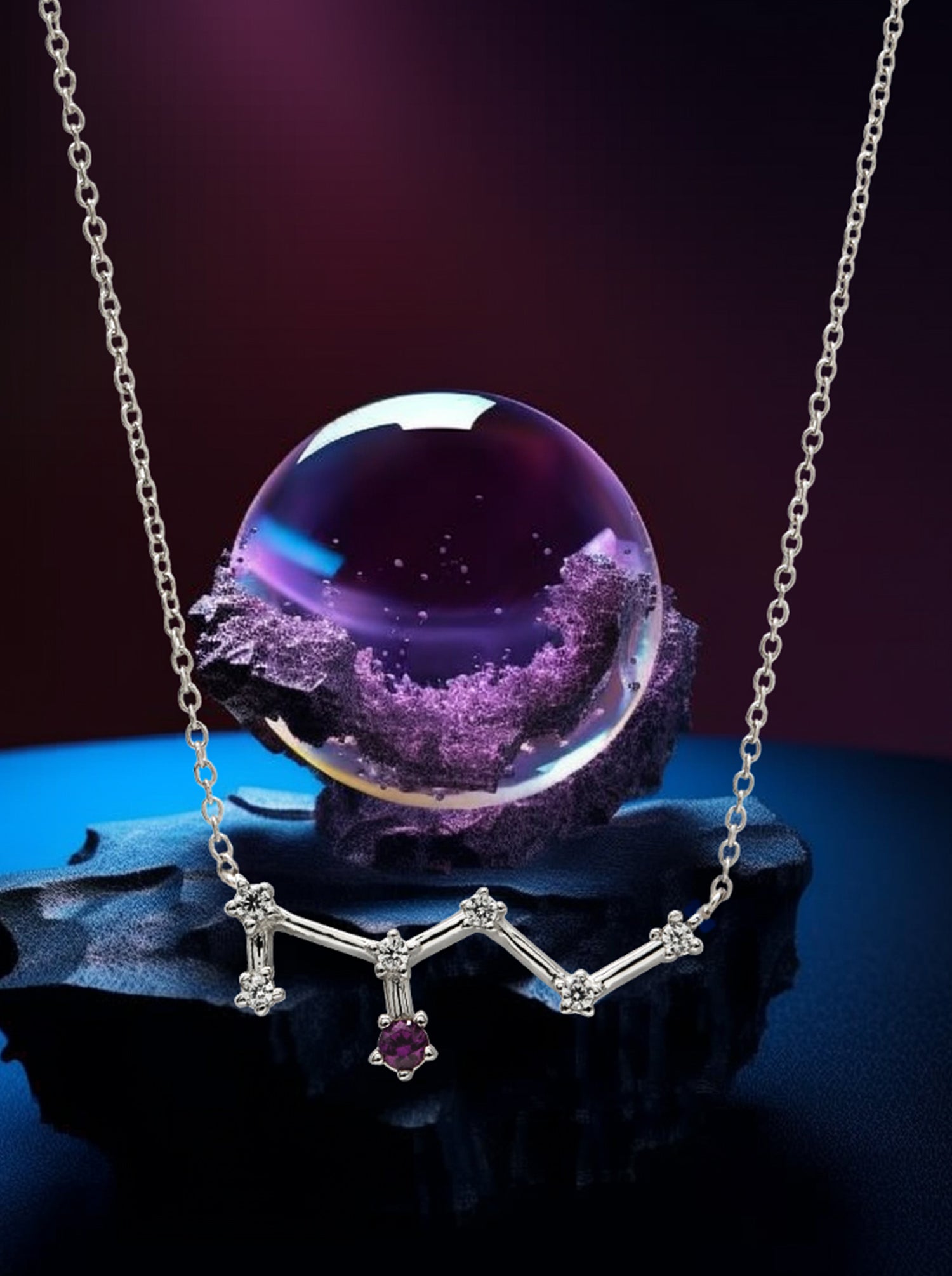 LEO Constellation pendant in silver with natural ruby
