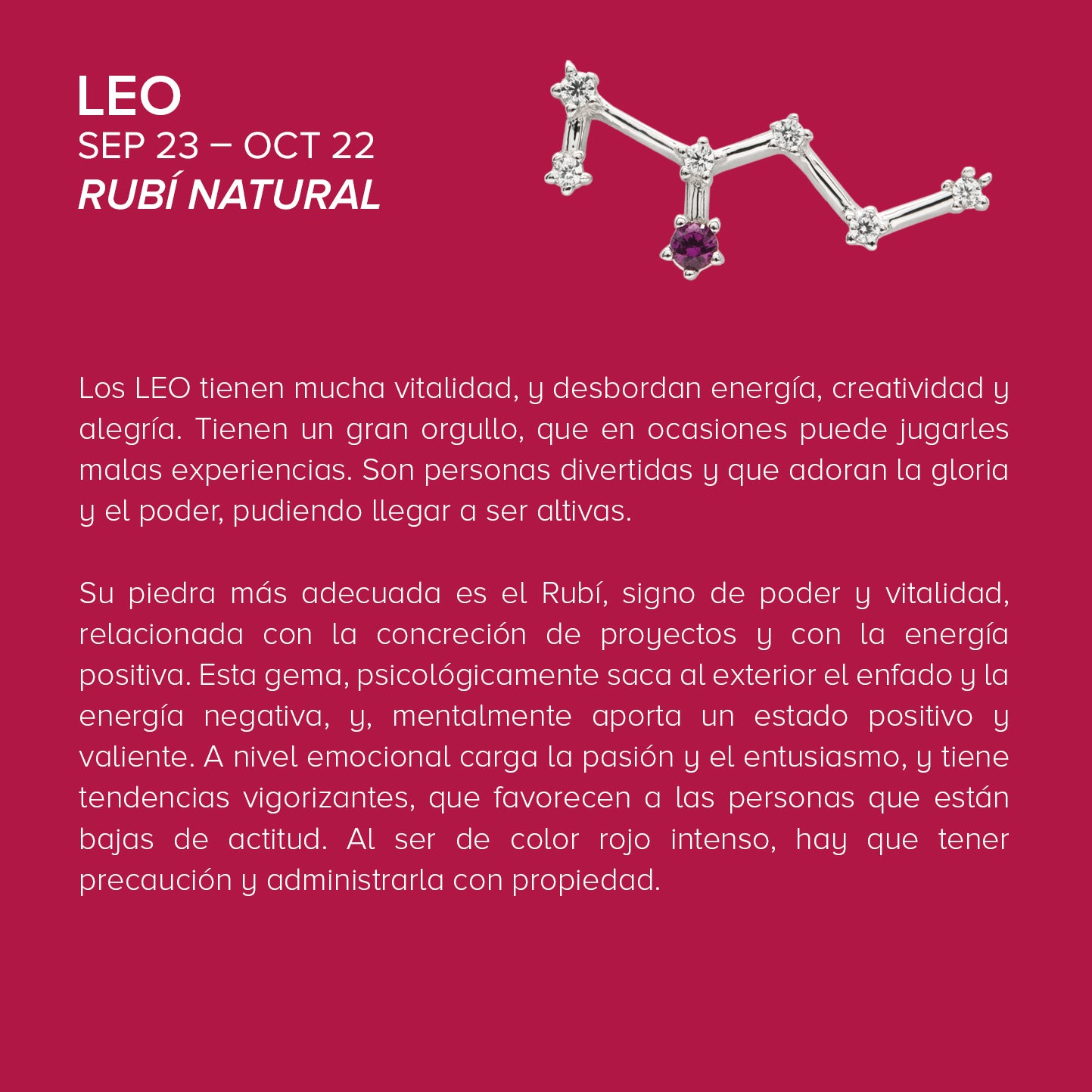 LEO Constellation pendant in silver with natural ruby