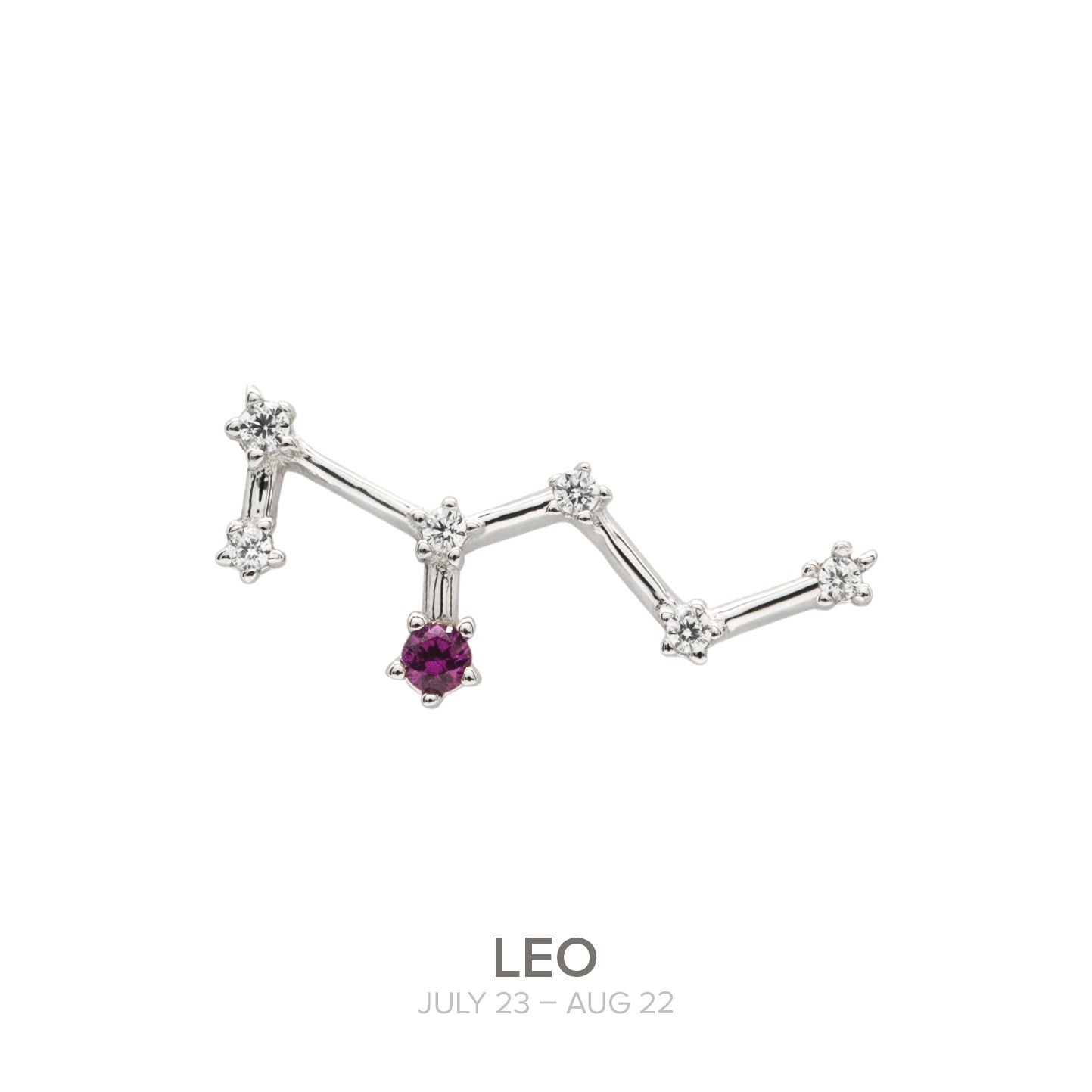 Colgante Constelación LEO de plata con Rubí natural-LINEARGENT