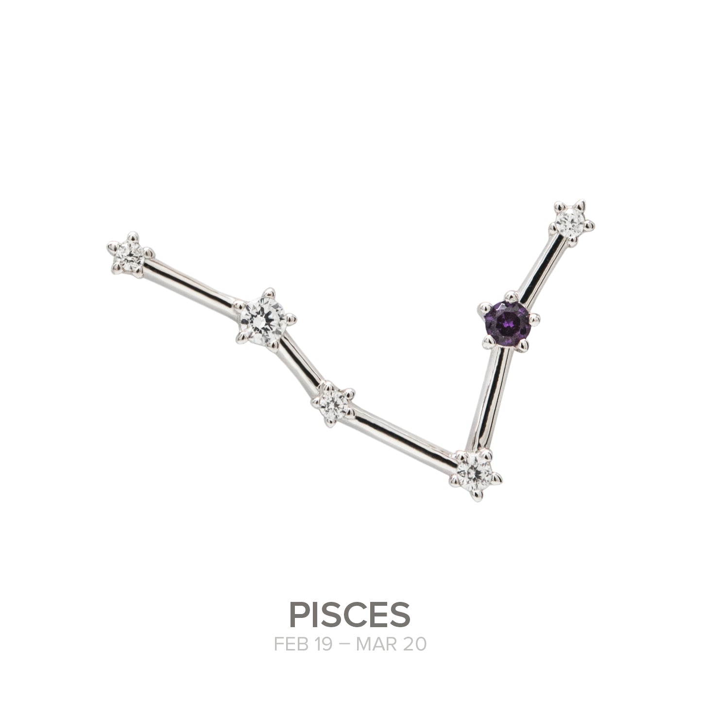 Colgante Constelación PISCIS de plata con Amatista natural-LINEARGENT