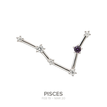 Colgante Constelación PISCIS de plata con Amatista natural