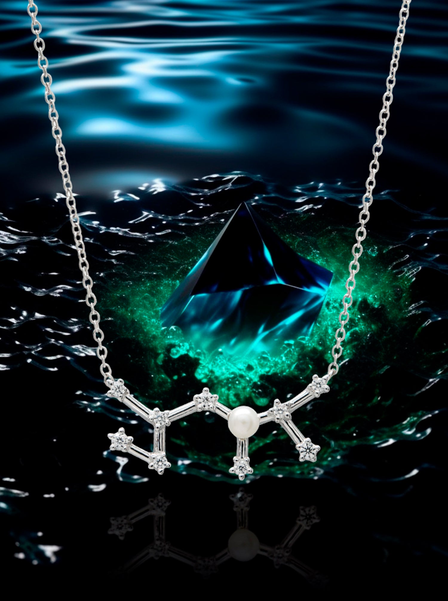 Colgante Constelación SAGITARIO de plata con Perla de Agua Dulce natural
