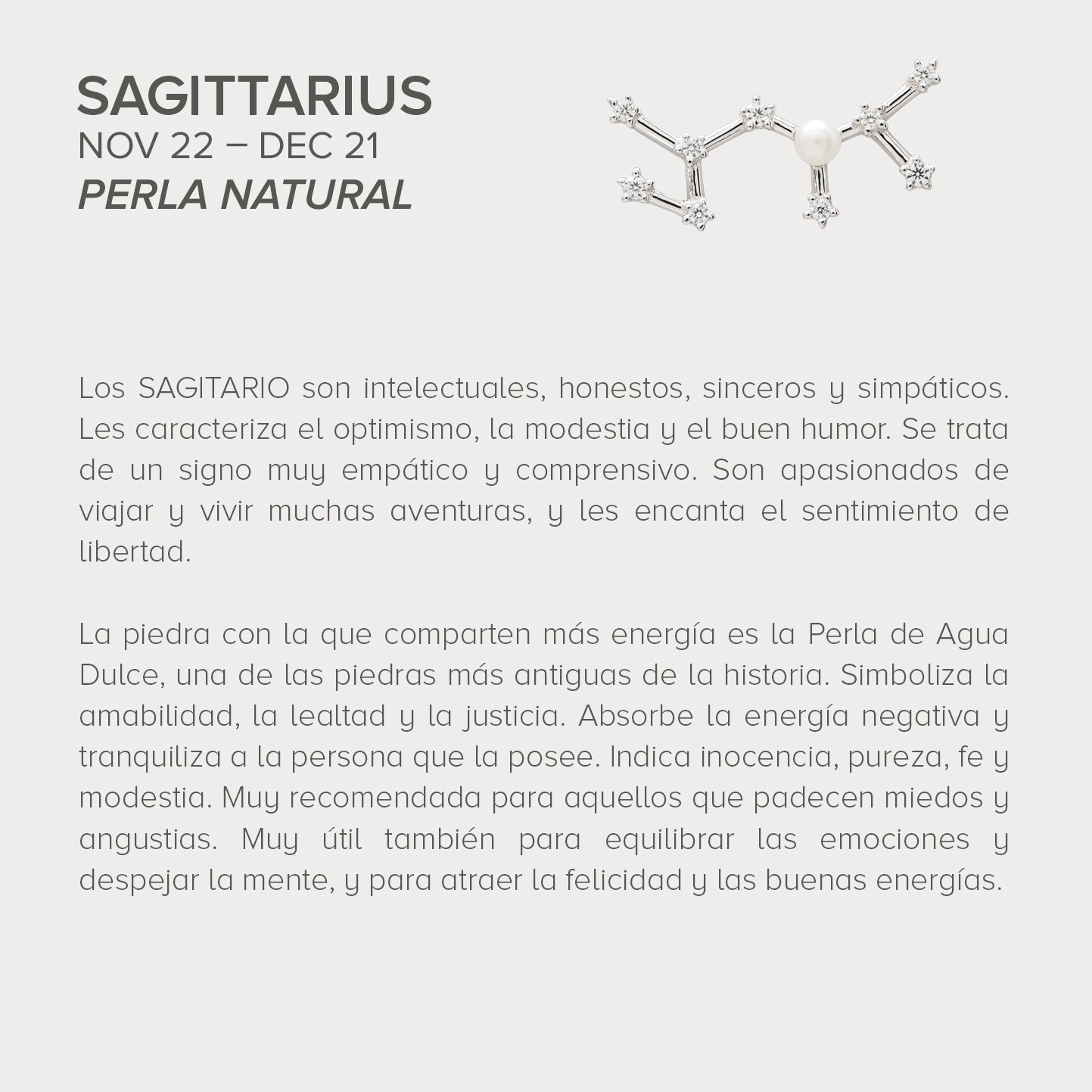 Colgante Constelación SAGITARIO de plata con Perla de Agua Dulce natural