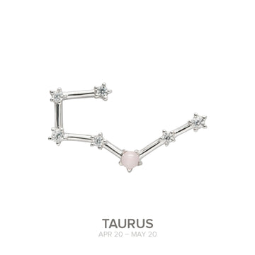 Colgante Constelación TAURO de plata con Cuarzo Rosa natural