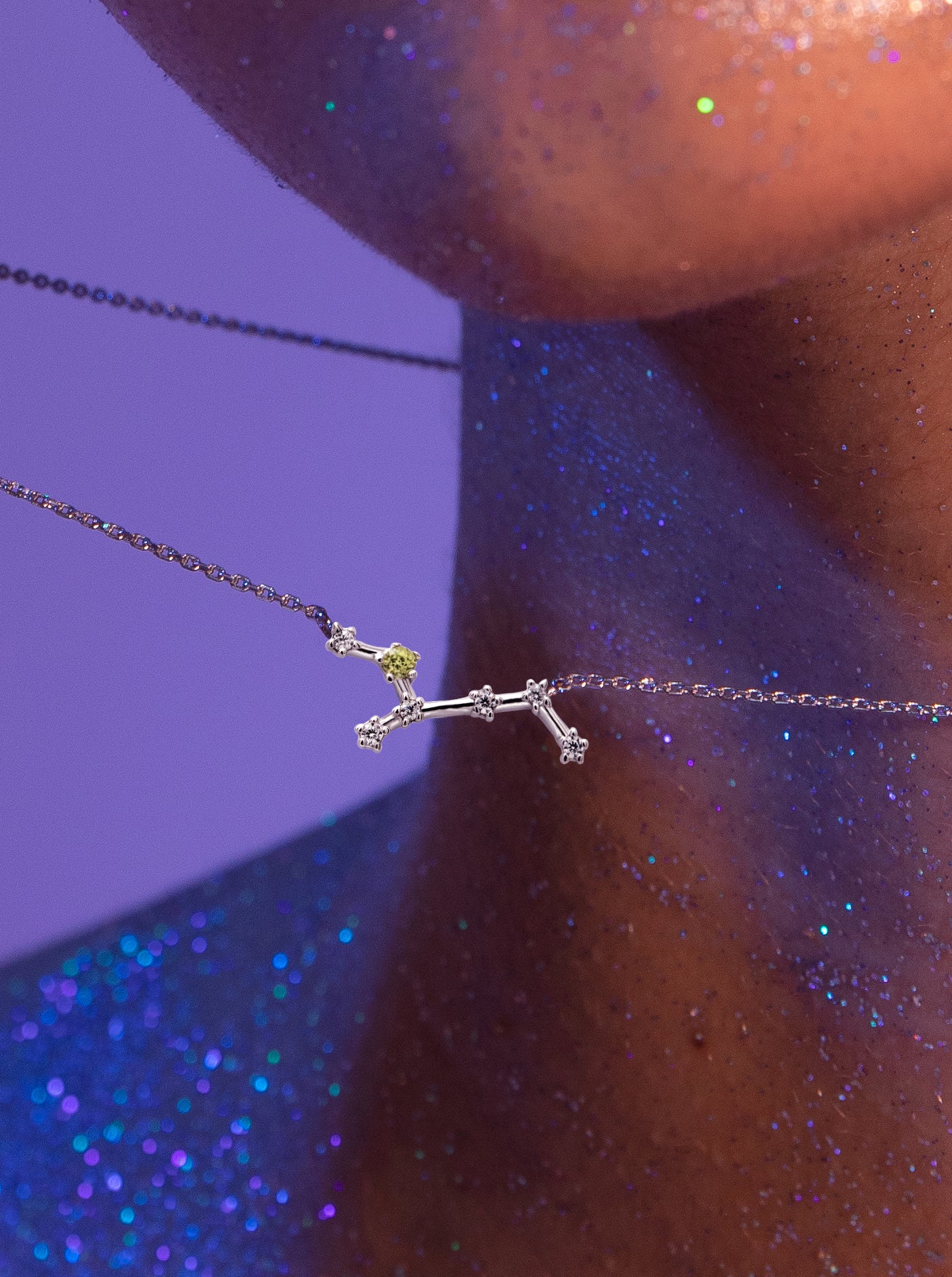 Colgante Constelación VIRGO de plata con Peridoto natural-LINEARGENT