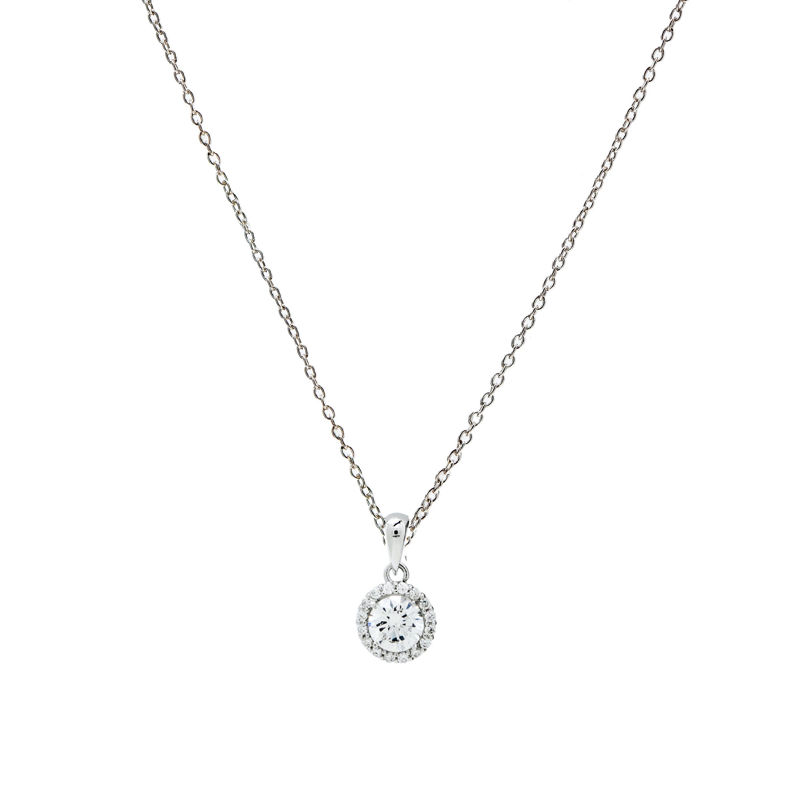 Colgante brillante con cuarzo adamantino talla redonda-LINEARGENT