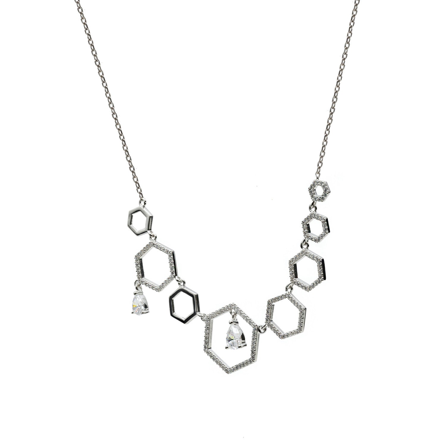 Colgante brillante con diseño geométrico de hexágonos-LINEARGENT