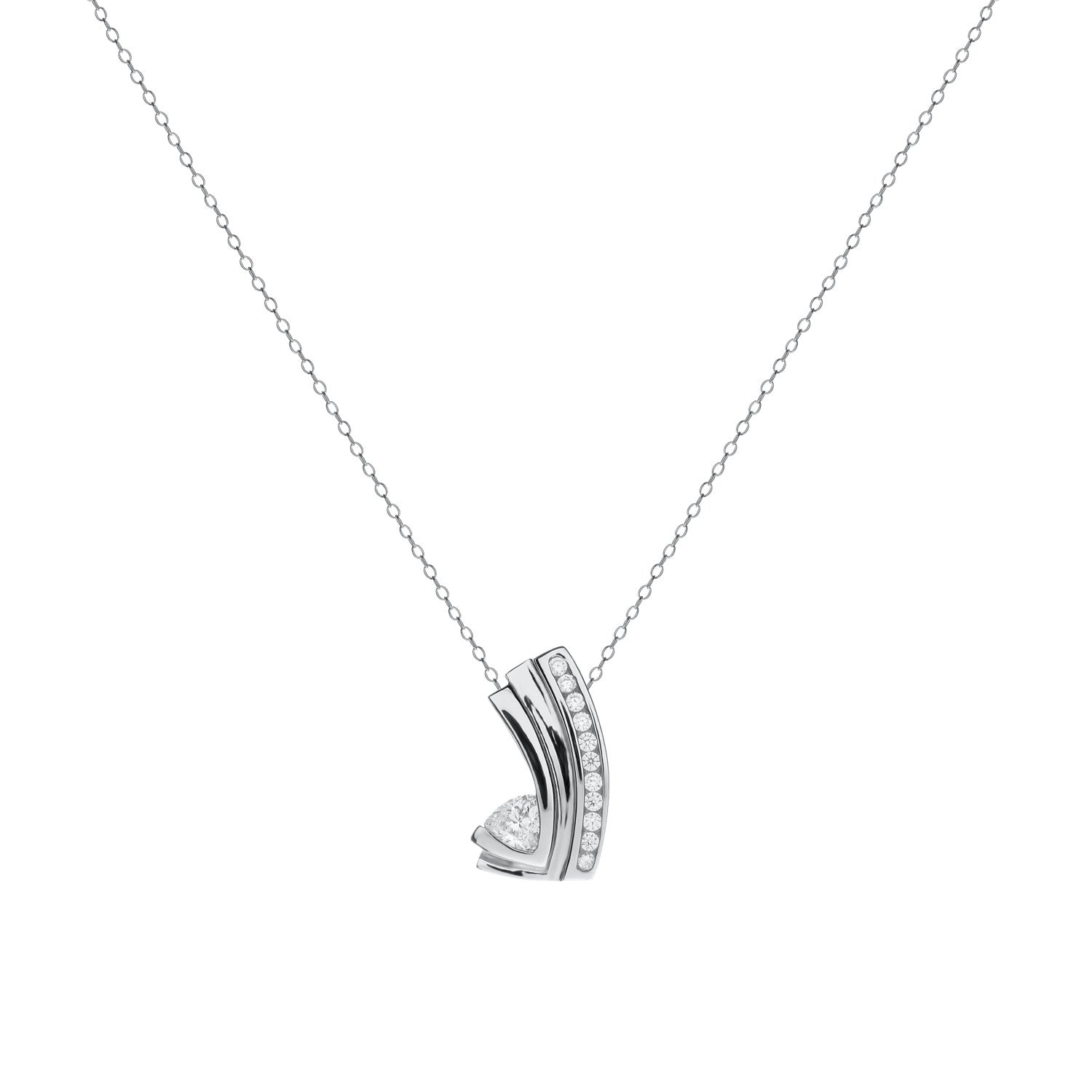 Colgante brillante de plata con detalle de circonitas-LINEARGENT