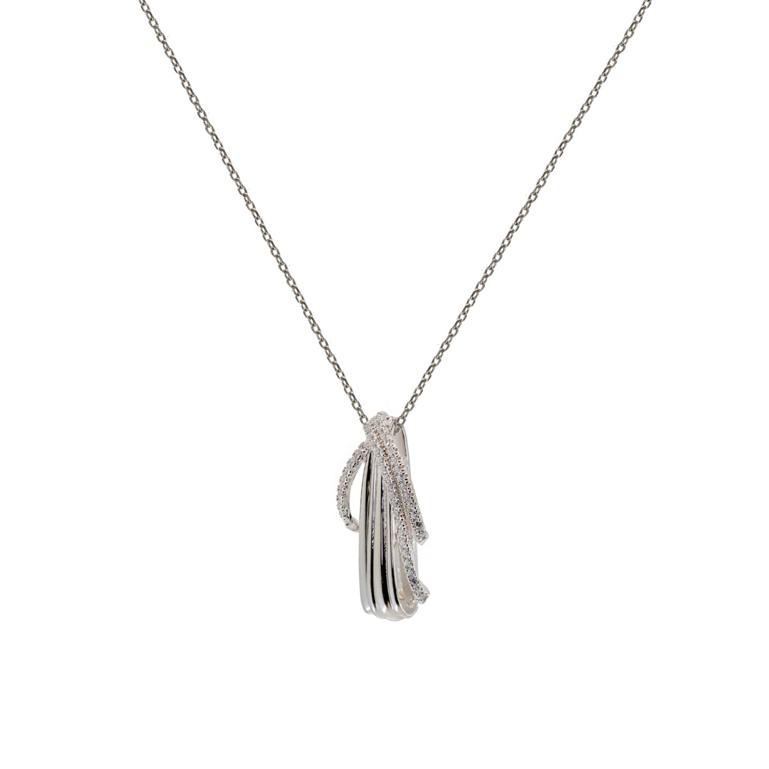 pendentif brillante argent detail croisé avec zircons