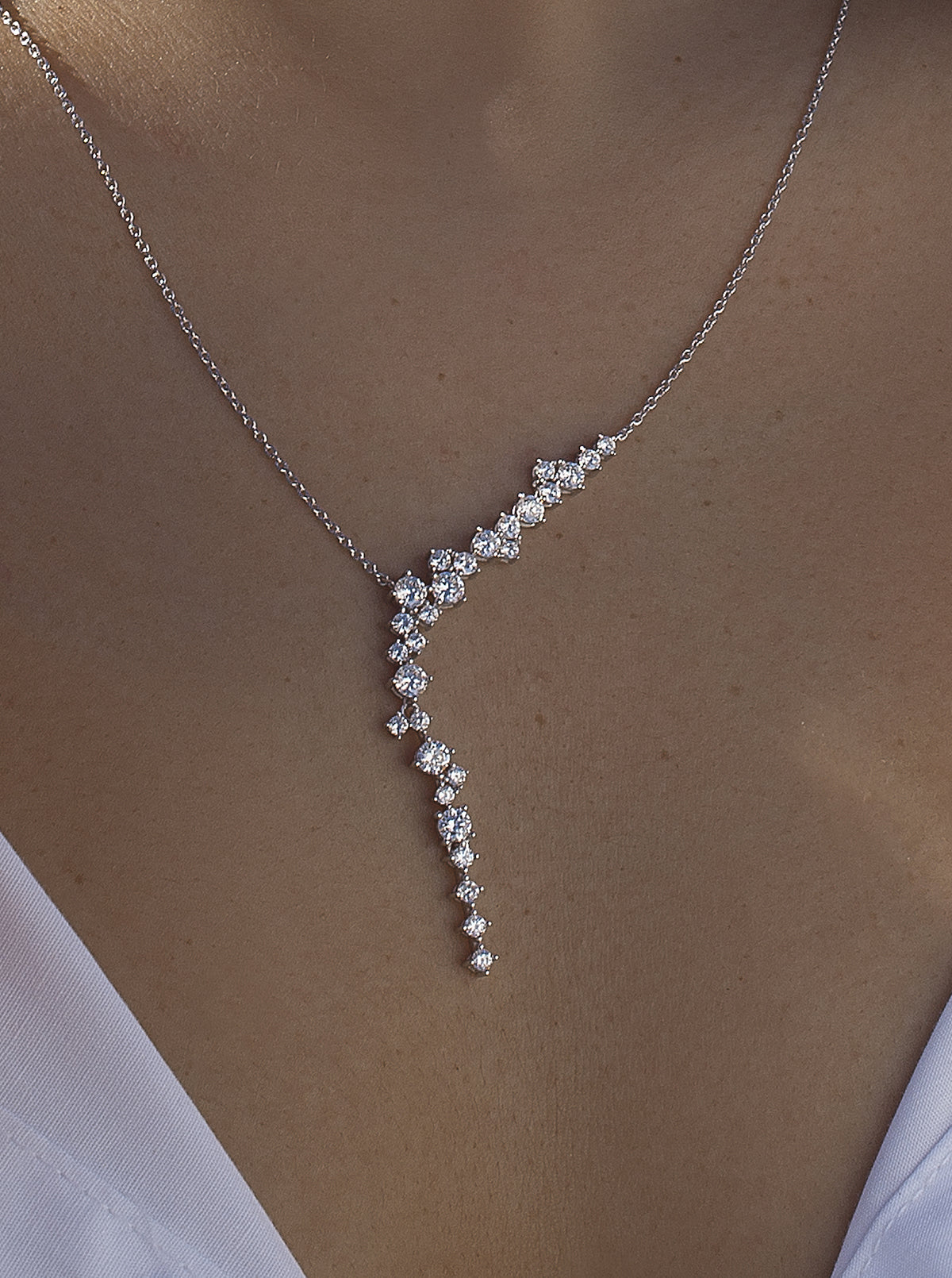 Colgante brillante de plata diseño cascada estilo novia-LINEARGENT