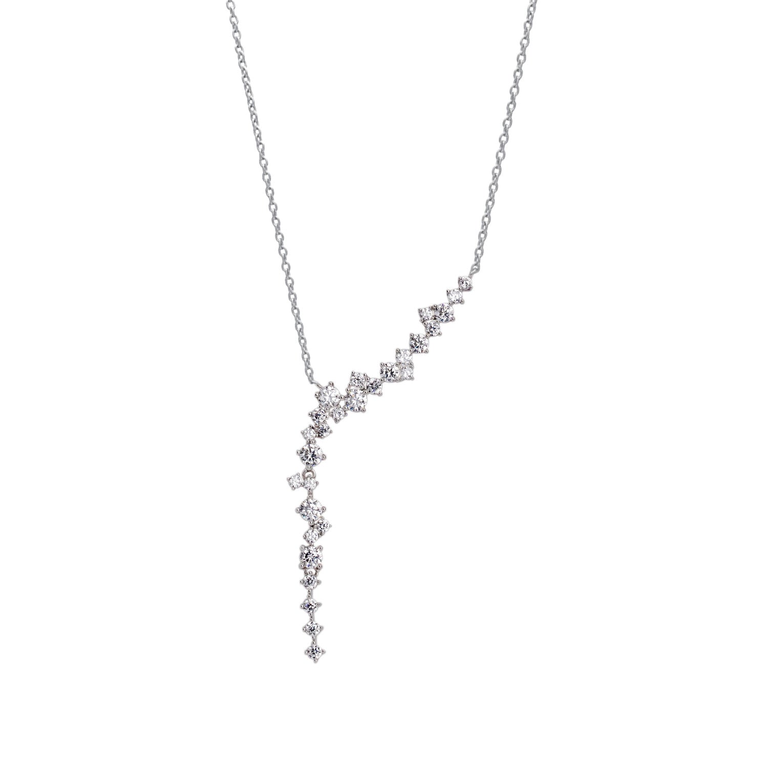 Colgante brillante de plata diseño cascada estilo novia-LINEARGENT