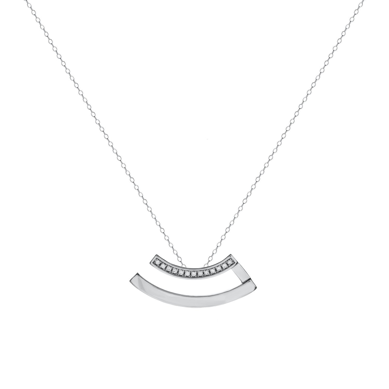 Colgante brillante de plata diseño curvilíneo-LINEARGENT
