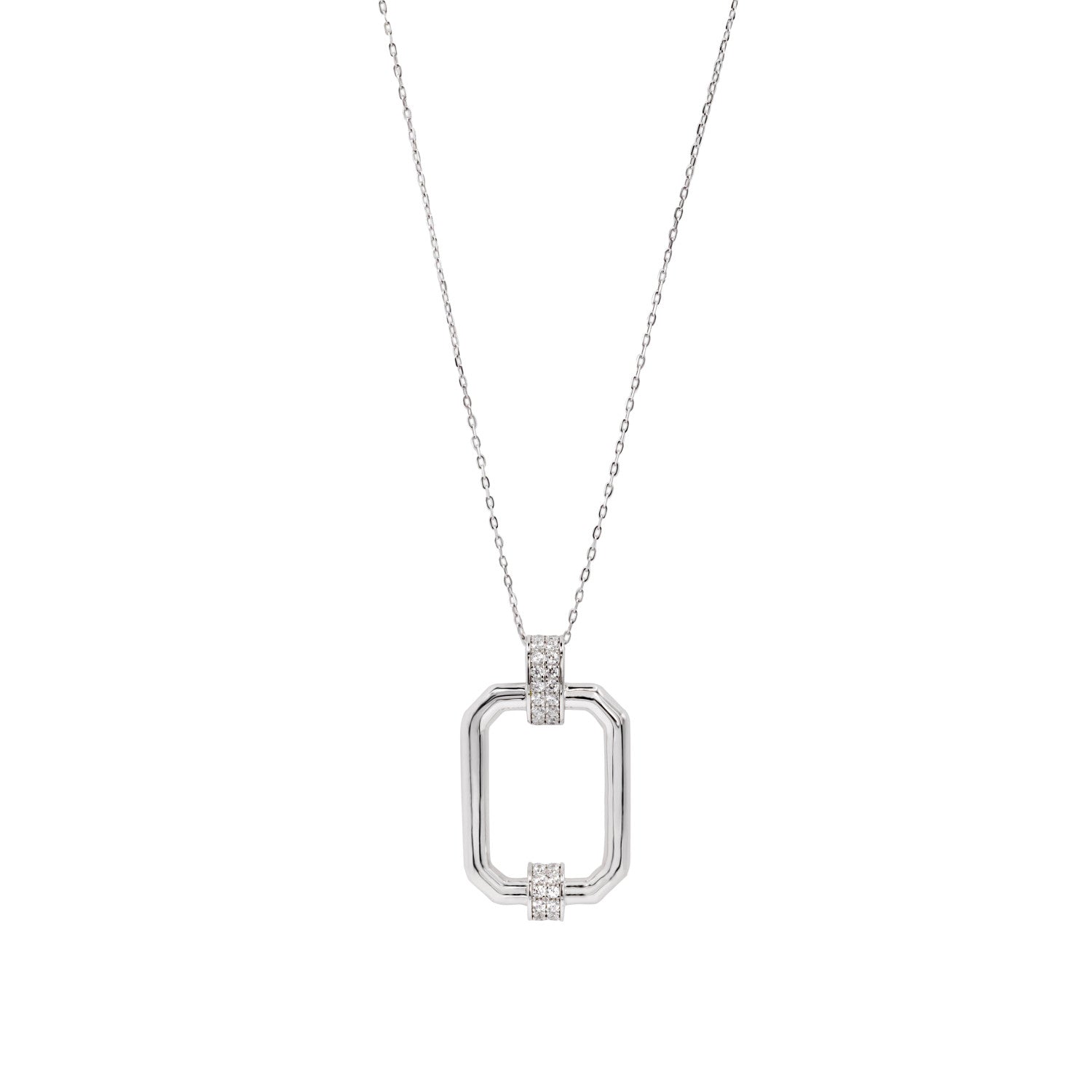 Colgante brillante de plata diseño rectángulo octogonal