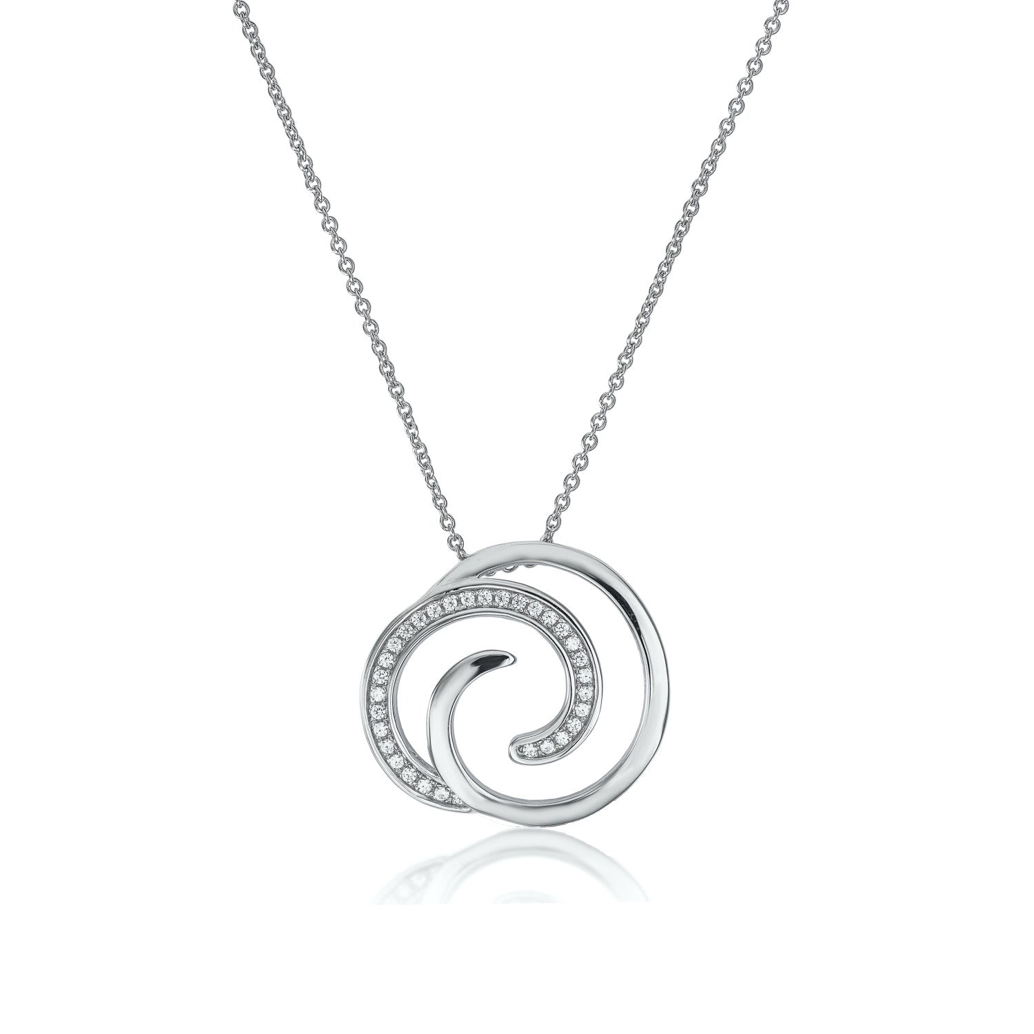 Colgante brillante diseño caracol con circonitas-LINEARGENT