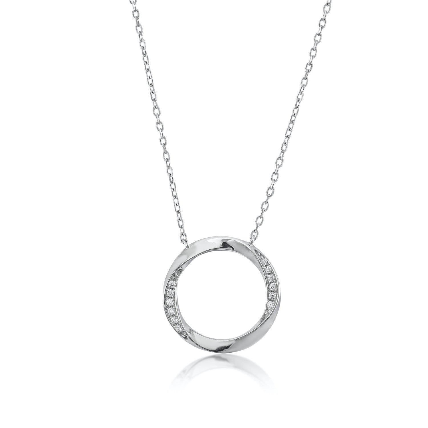 Colgante brillante diseño círculo envolvente con circonitas-LINEARGENT