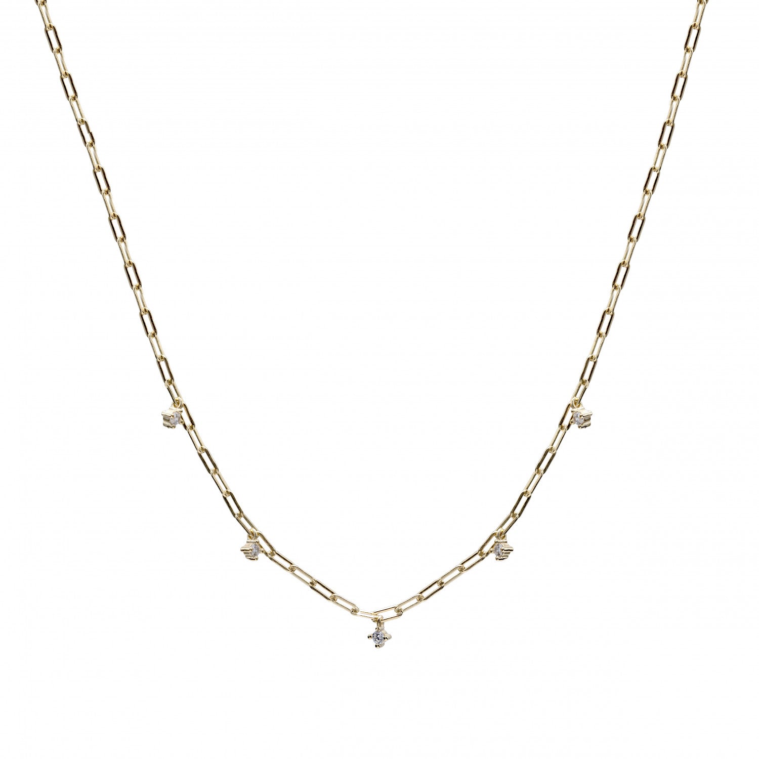 Colgante cadena de plata con circonitas colgantes dorado-LINEARGENT