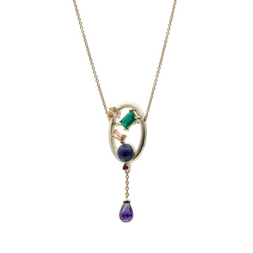 Colgante plata original de diseño vanguardista con gemas