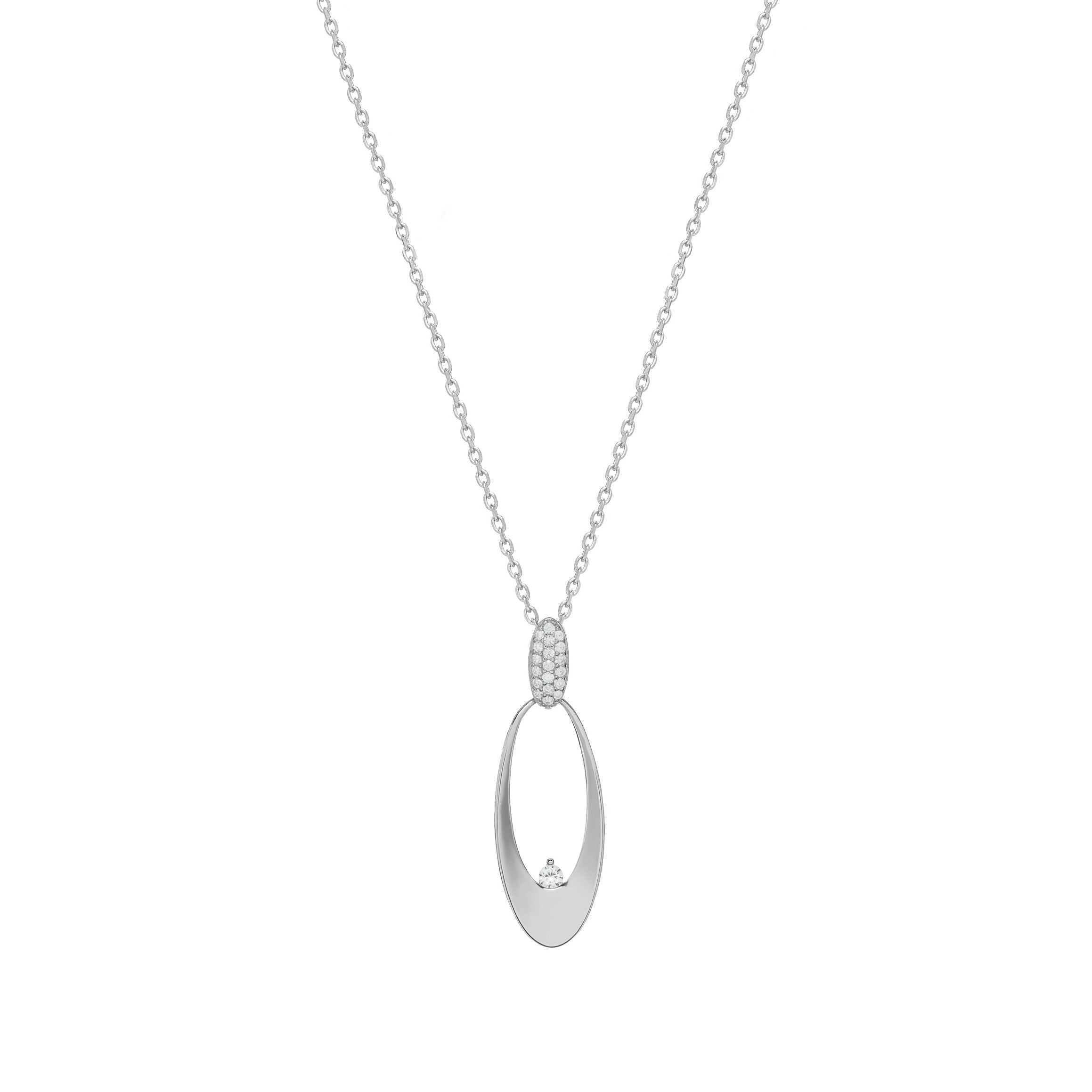 Colgante plata originales diseño oval con circonitas-LINEARGENT